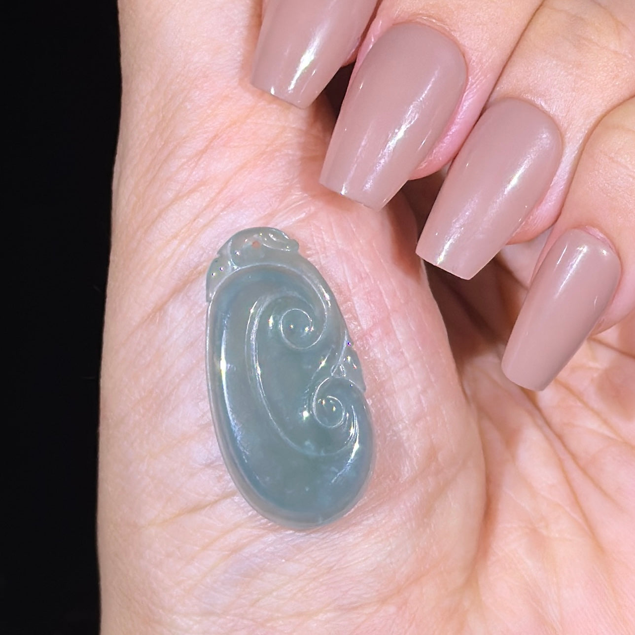 Type A Blueish Green Jade Ruyi