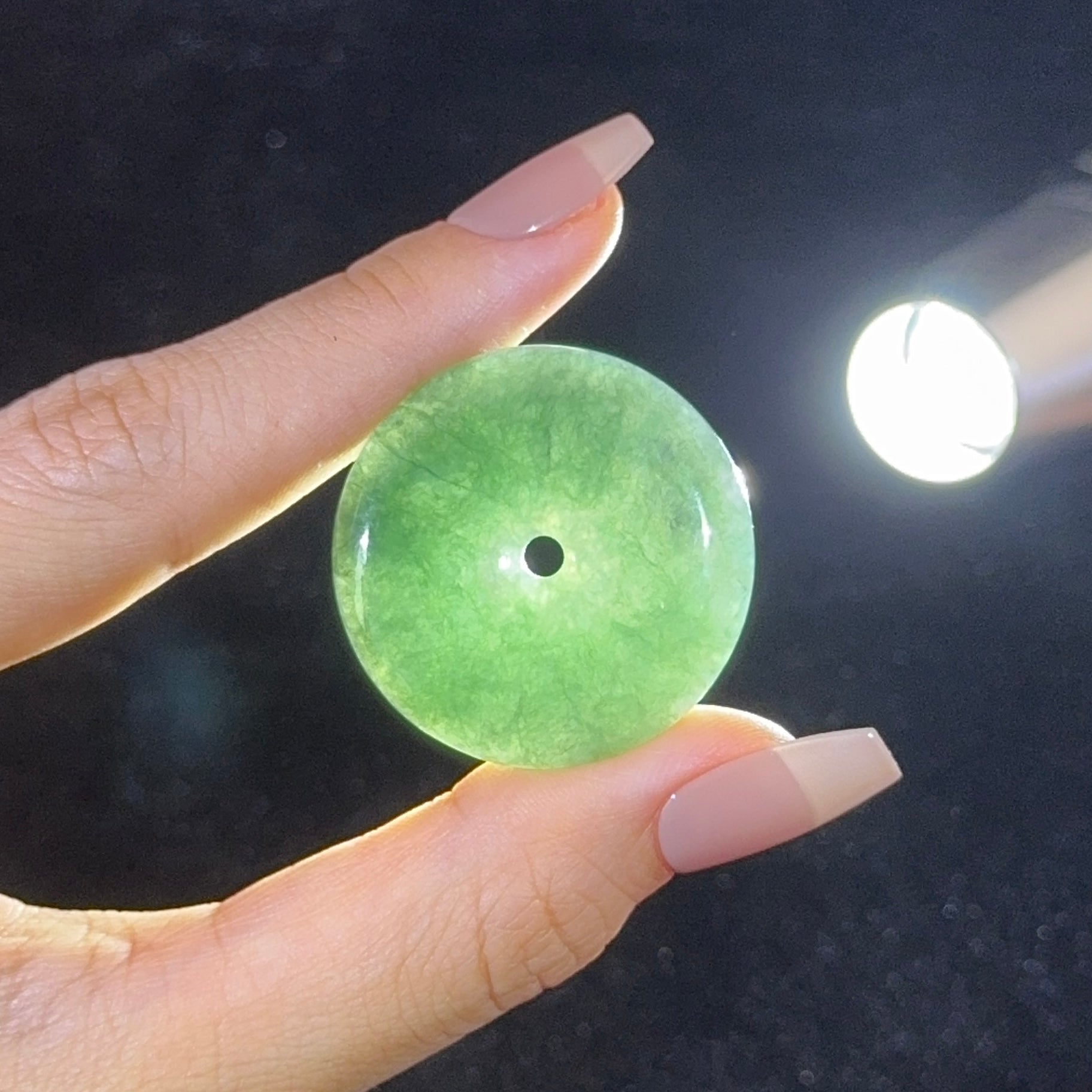 Type A Green Jade Ping An Kou Pendant