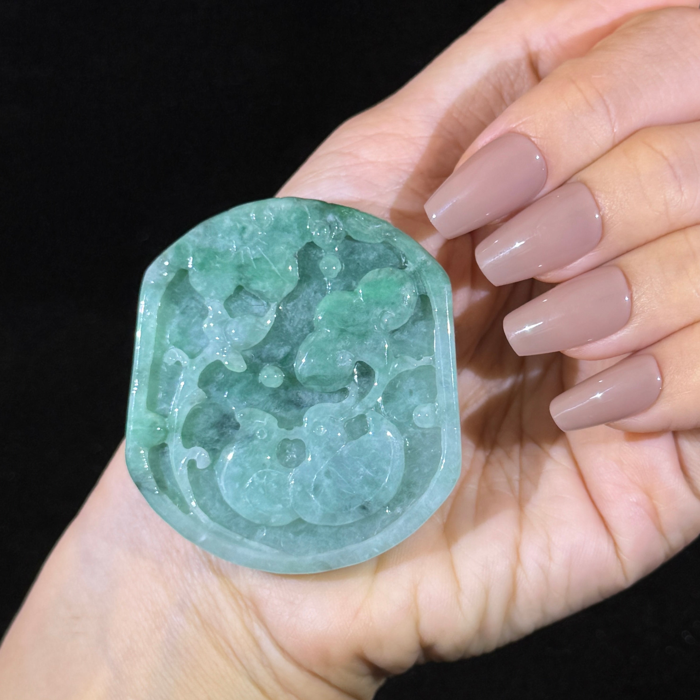 Type A Green Jade Mandarin Ducks Pendant