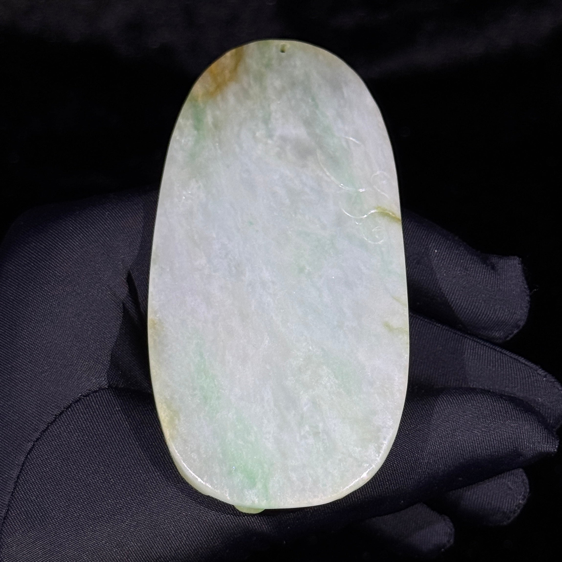 Type A Green and Yellow Jade Guan Gong & Dragon