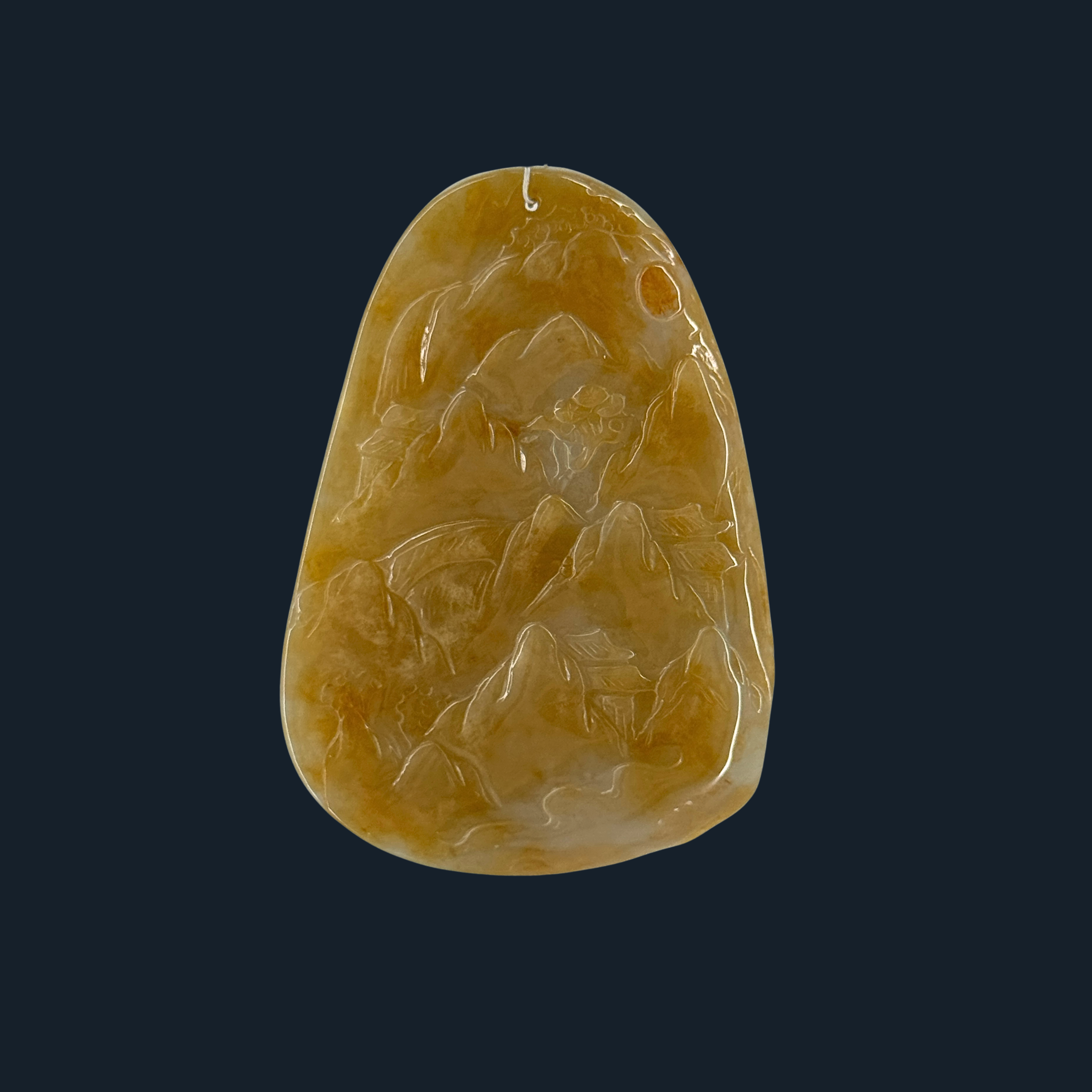Type A Green and Yellow Jade Guan Gong and Dragon