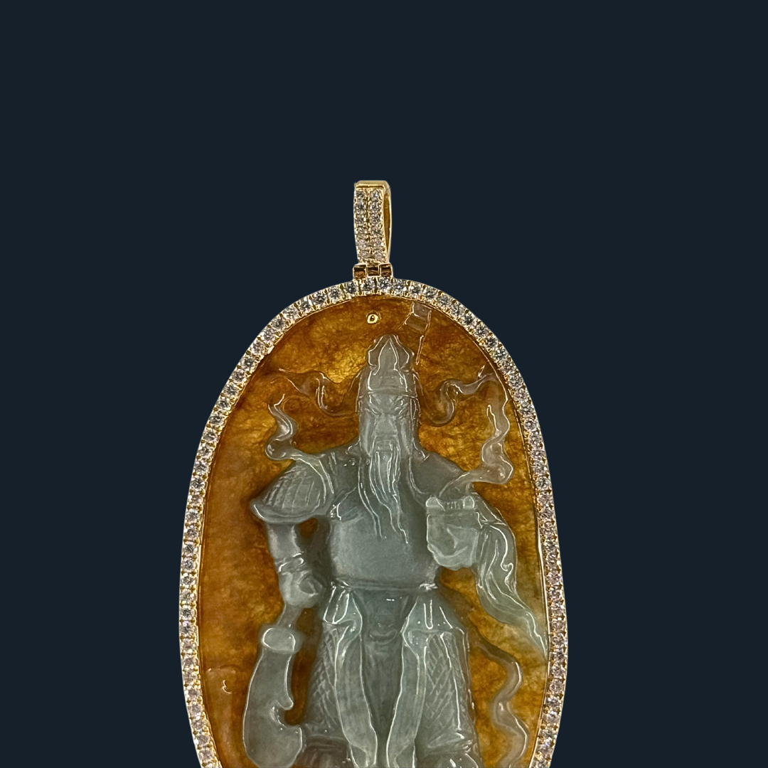 💎 ICED Green & Yellow Jade Guan Gong