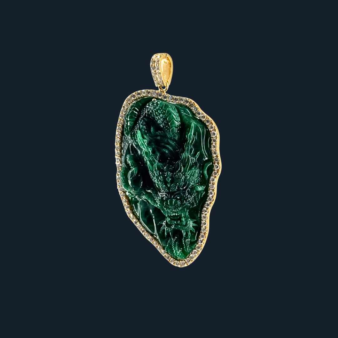 Type A Full Spicy Green Jade Dragon