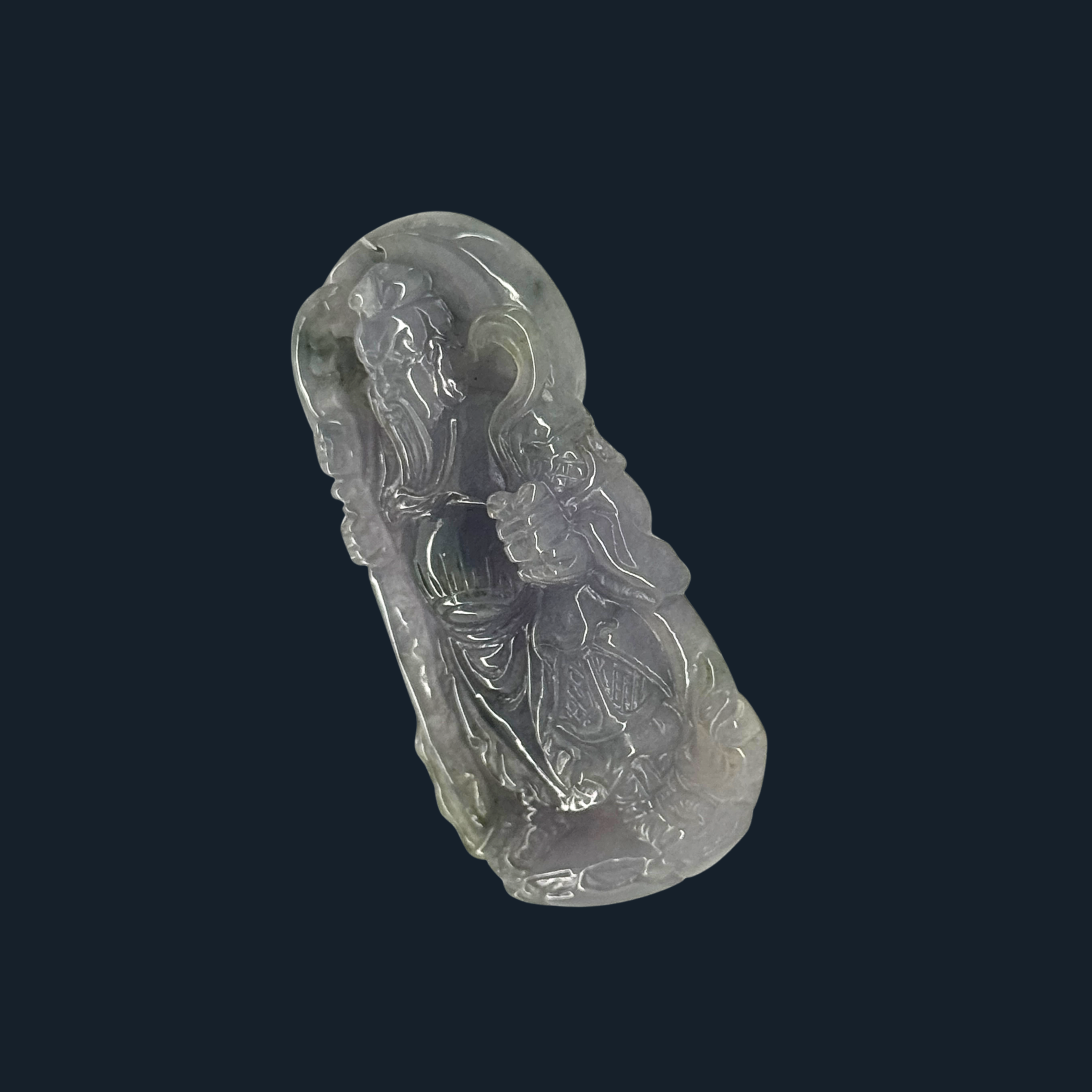 Type A Black Jade Guan Gong Pendant