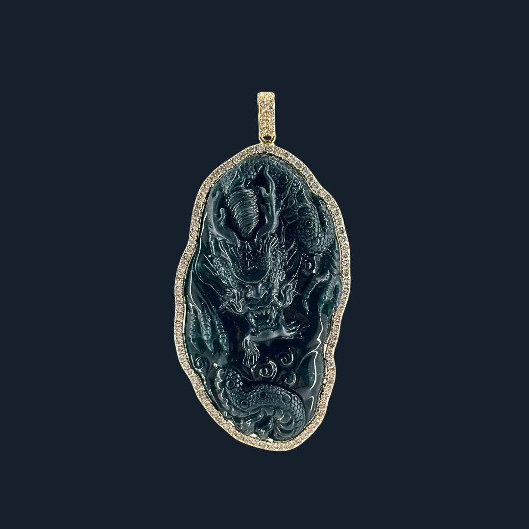 Type A Blueish Green Jade Dragon