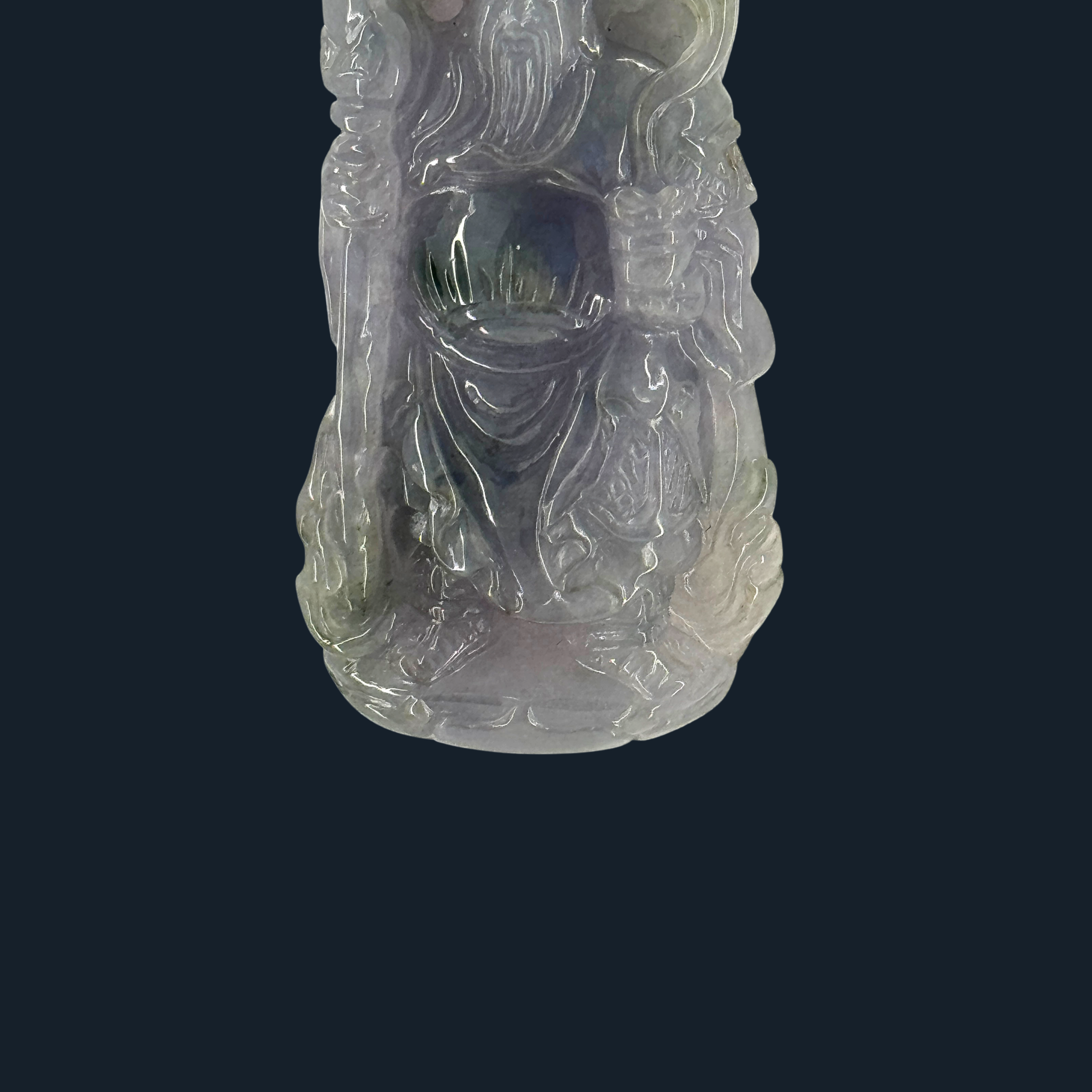 Type A Black Jade Guan Gong Pendant