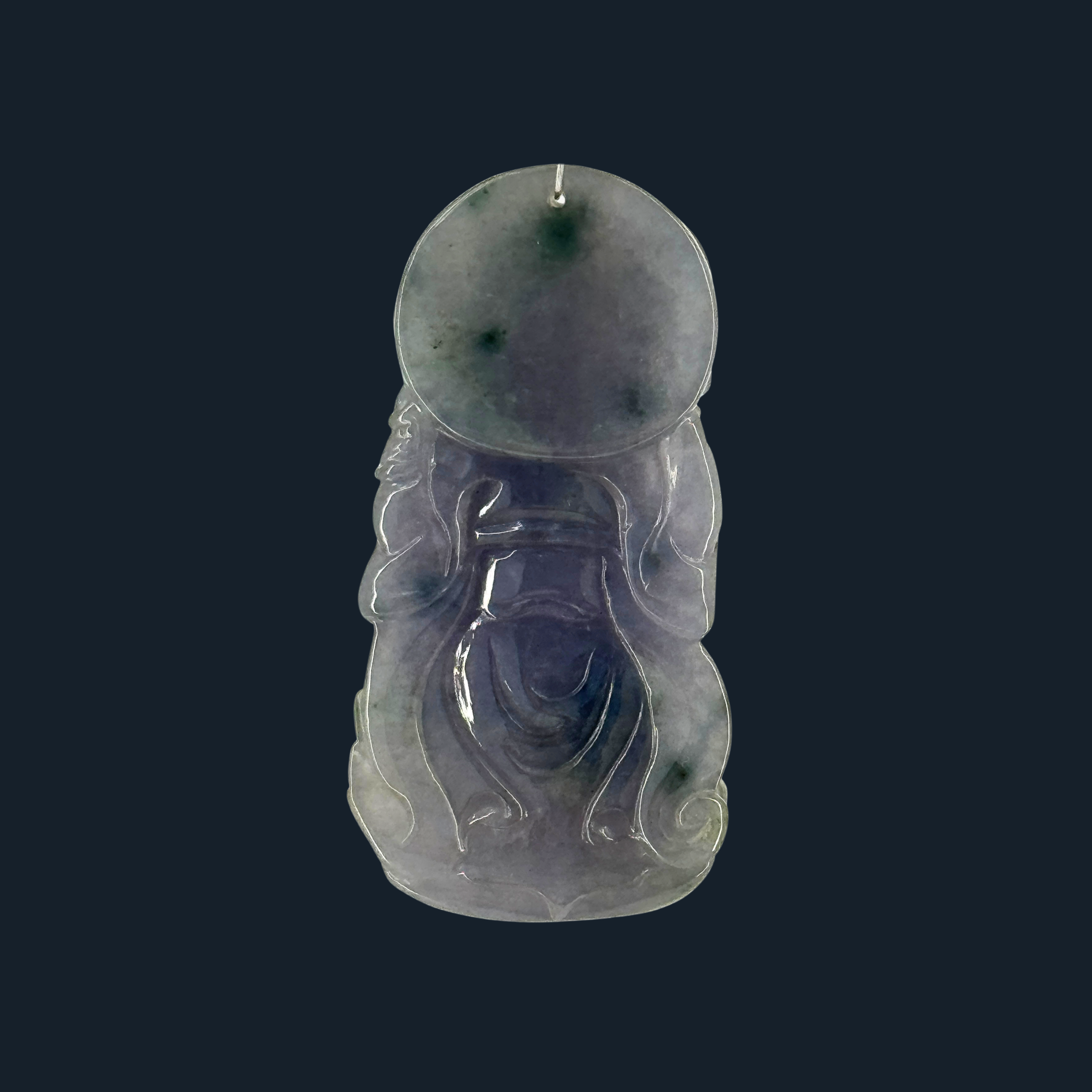 Type A Black Jade Guan Gong Pendant