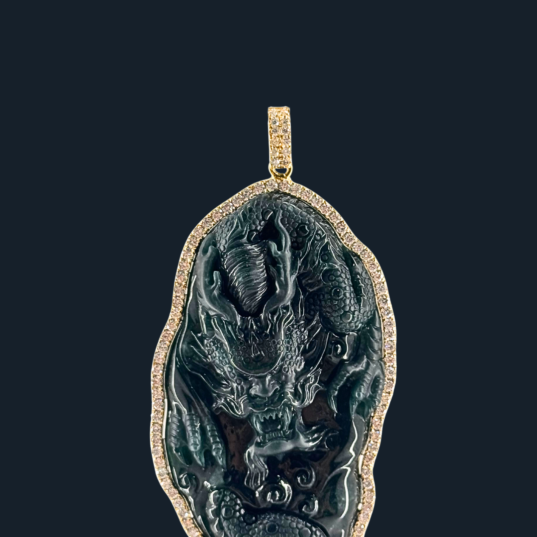 Type A Blueish Green Jade Dragon