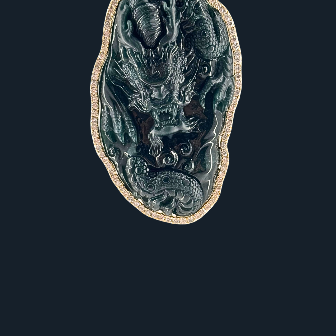 Type A Blueish Green Jade Dragon