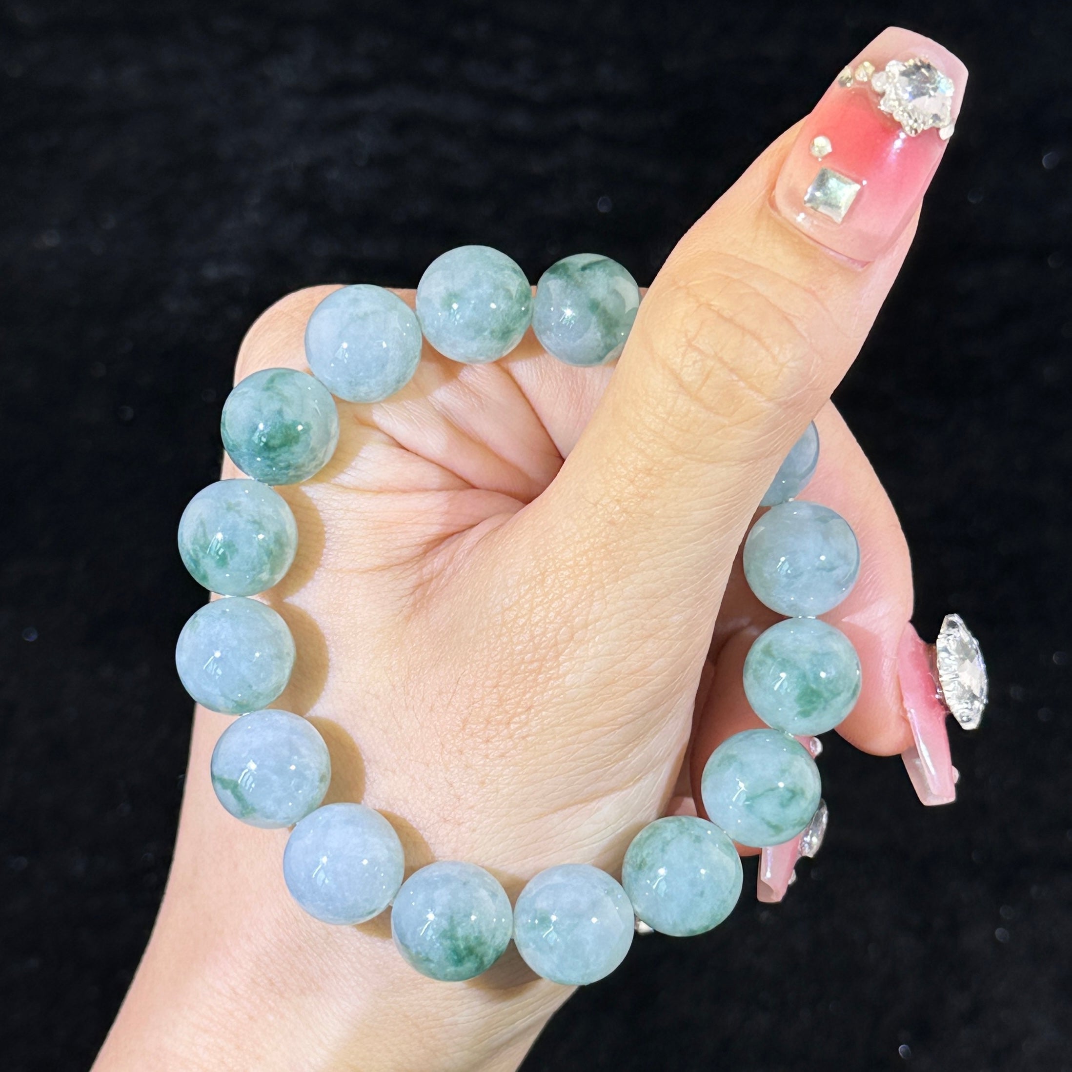 Type A Piao Hua Jade Beads Bracelet