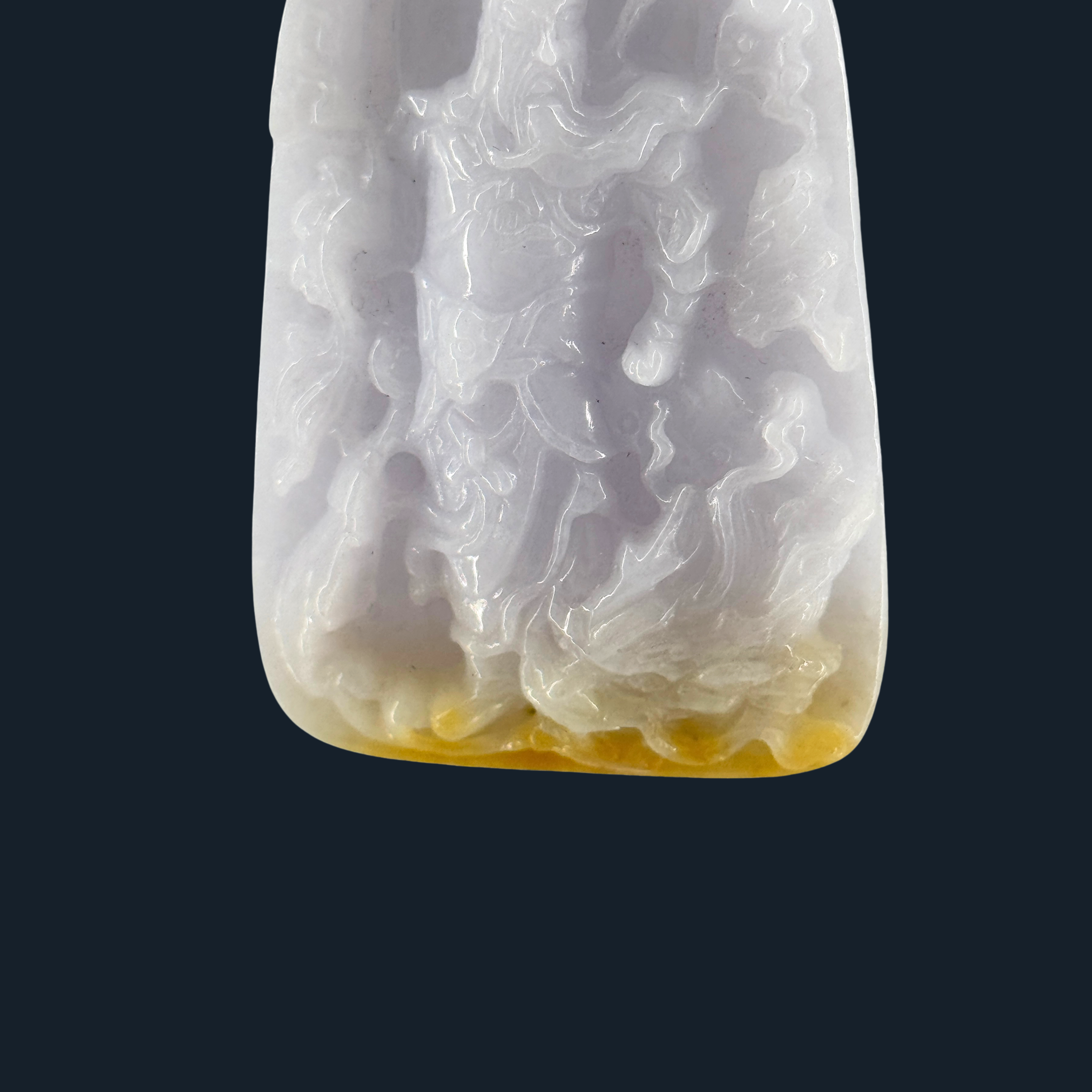 Type A Lavender & Yellow Jade Guan Gong & Dragon Pendant