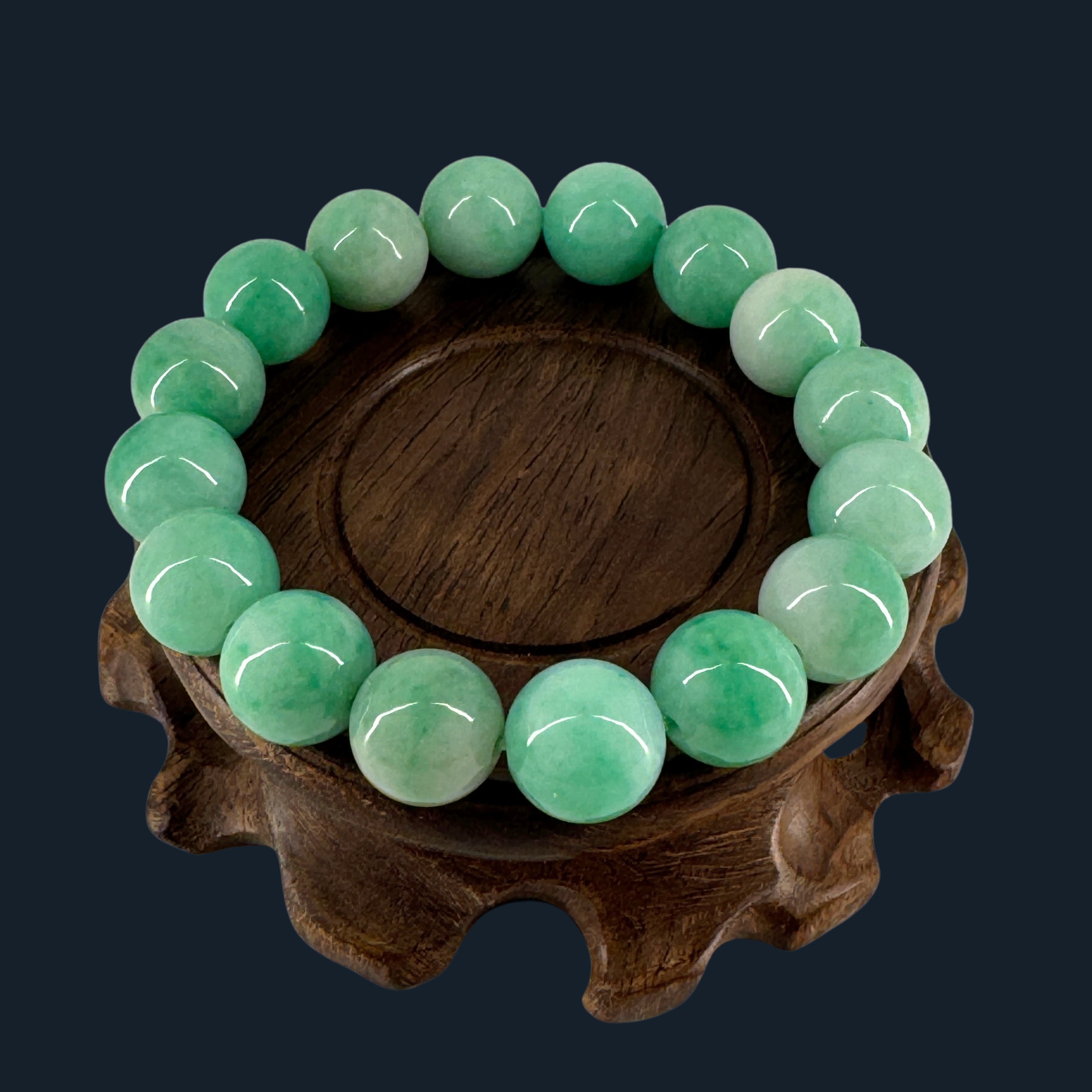 Type A Apple Green Jade Beads Bracelet NGI Cert