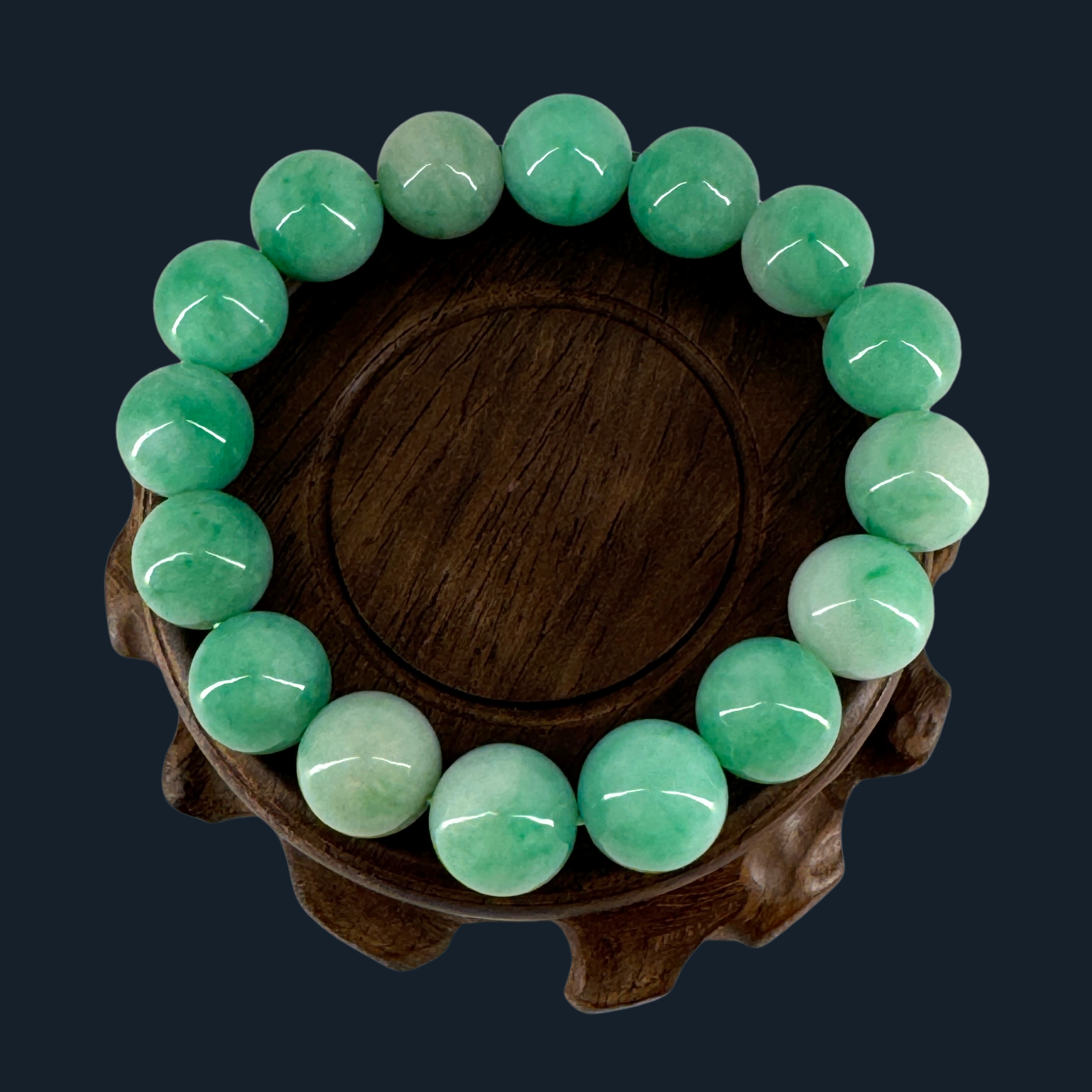 Type A Apple Green Jade Beads Bracelet NGI Cert