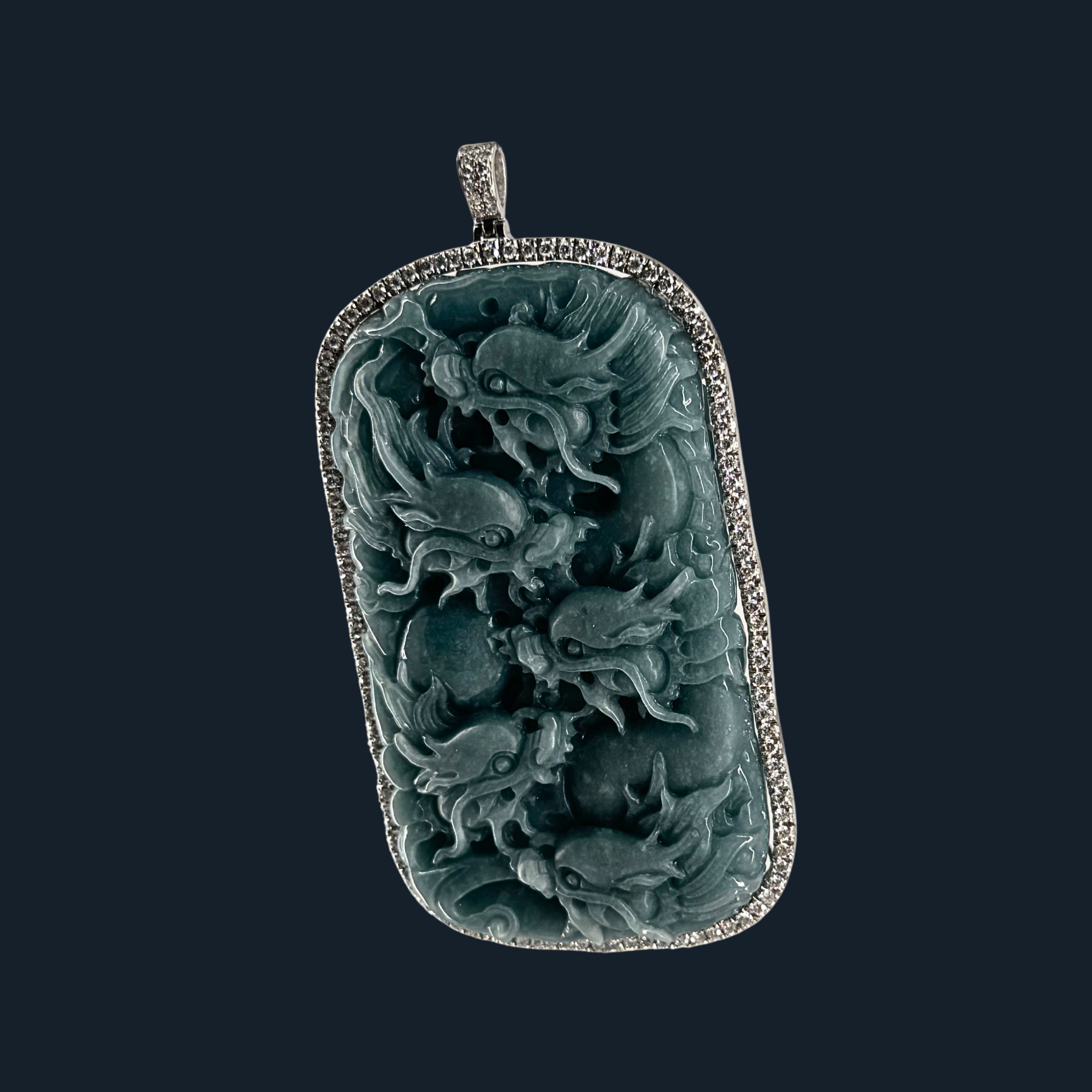 💎 ICED Blueish Green Jade 9 Dragon