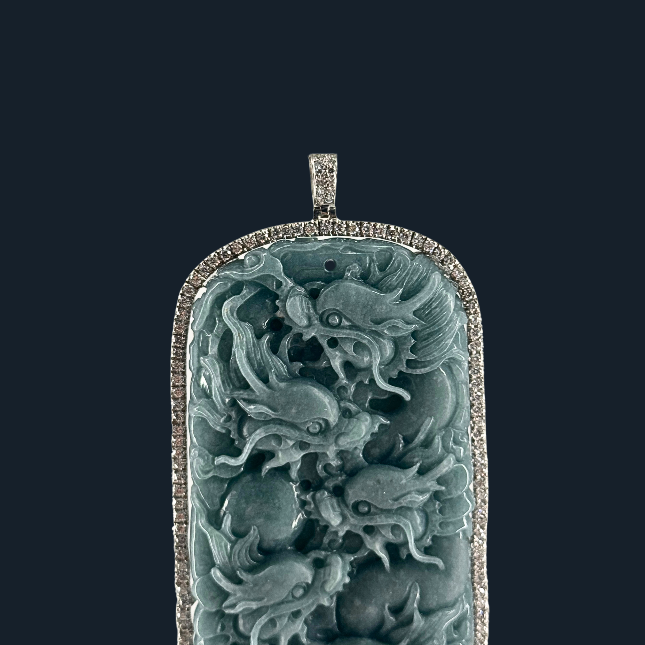 💎 ICED Blueish Green Jade 9 Dragon