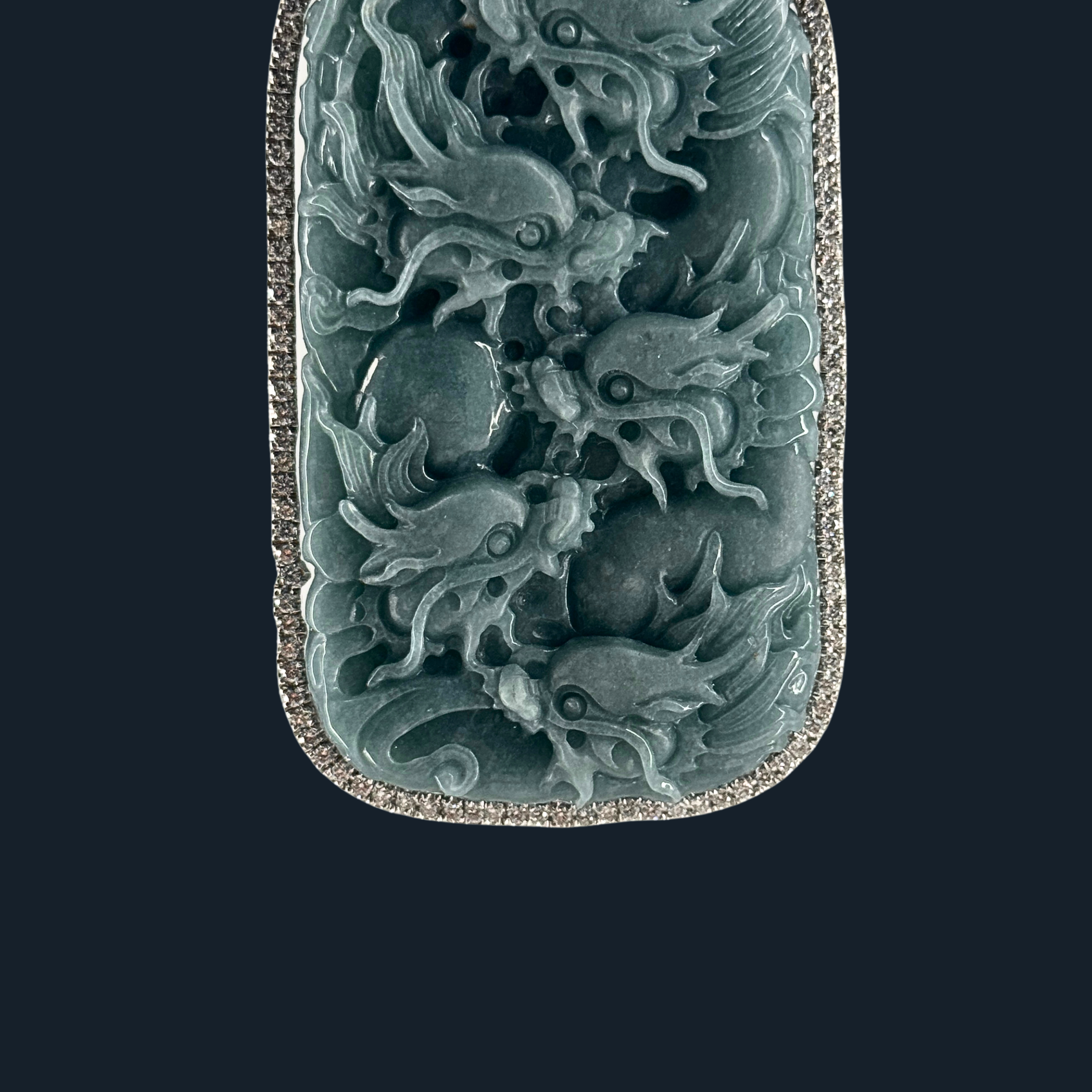 💎 ICED Blueish Green Jade 9 Dragon