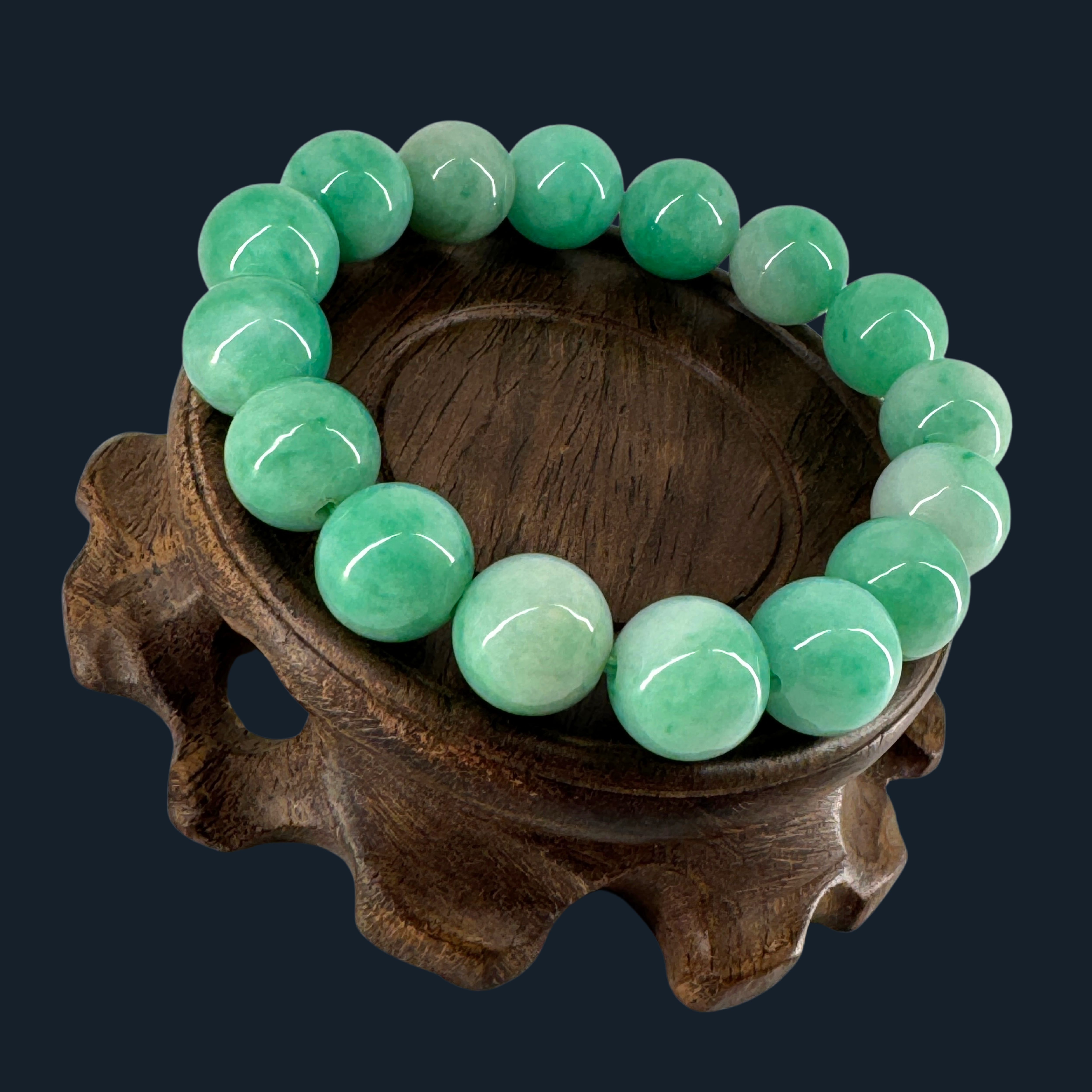 Type A Apple Green Jade Beads Bracelet NGI Cert