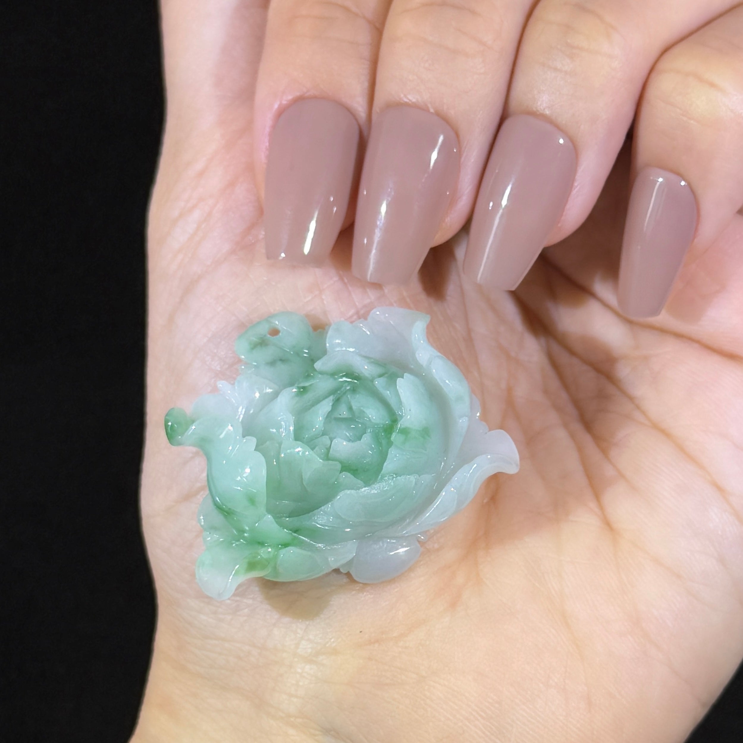 Type A Green Jade Flower Pendant