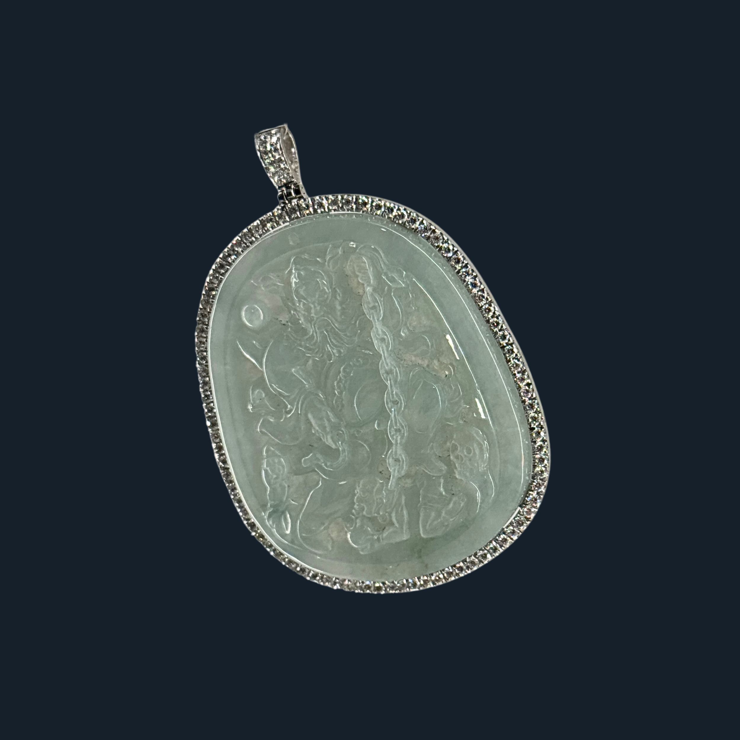 Type A Green Jade Zhong Kui Pendant