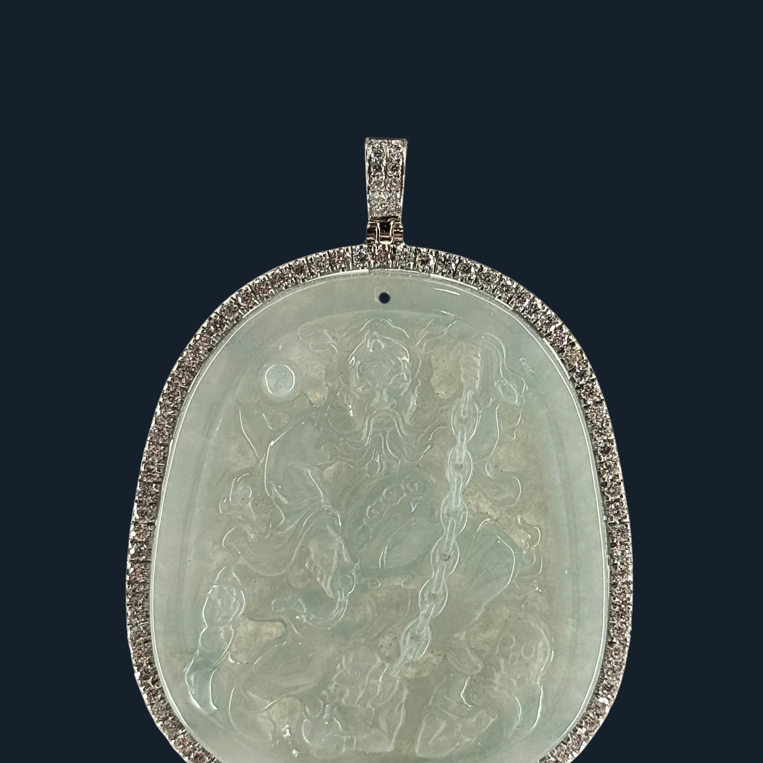 Type A Green Jade Zhong Kui Pendant