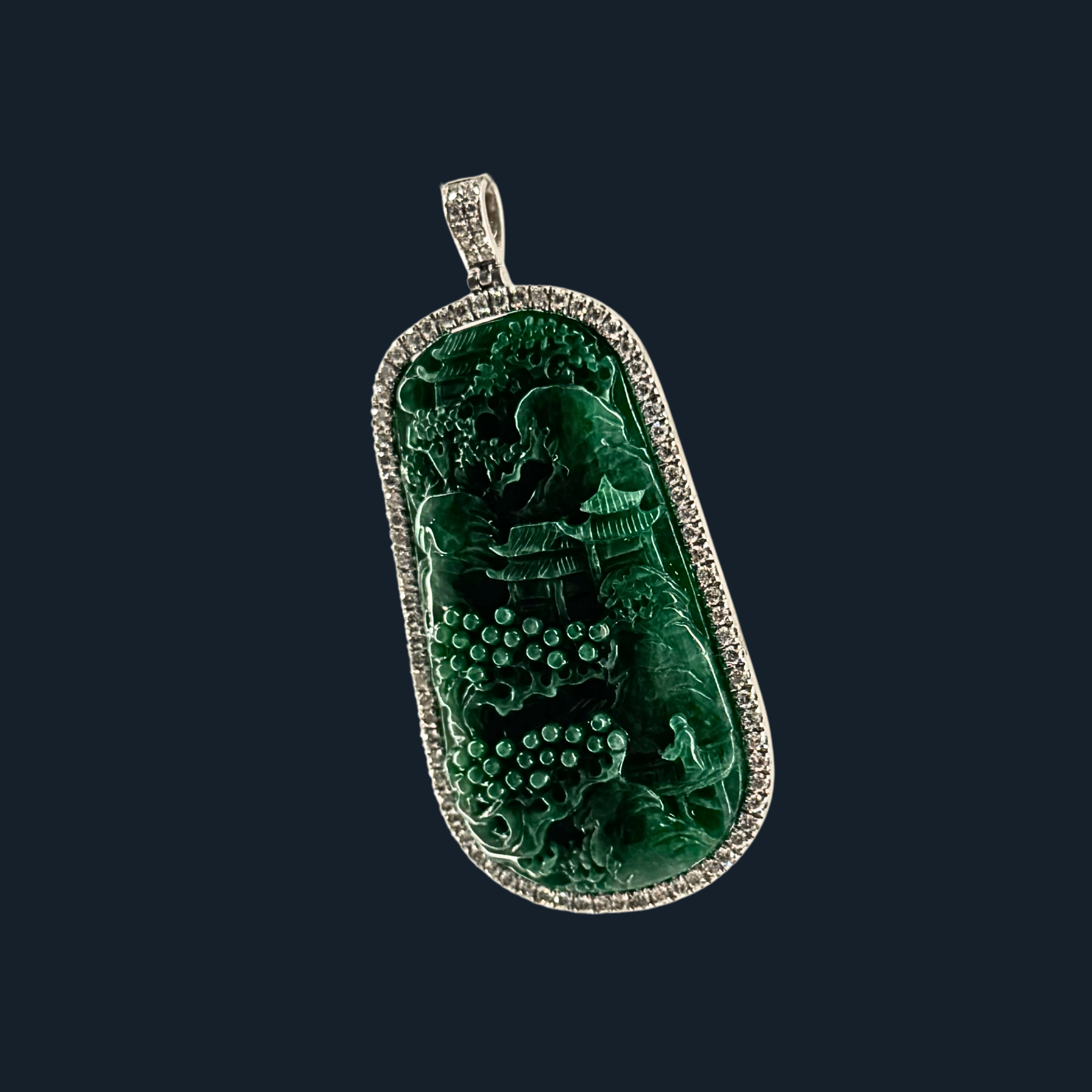 💎 ICED Full Green Jade Scenic Piece Shan Shui