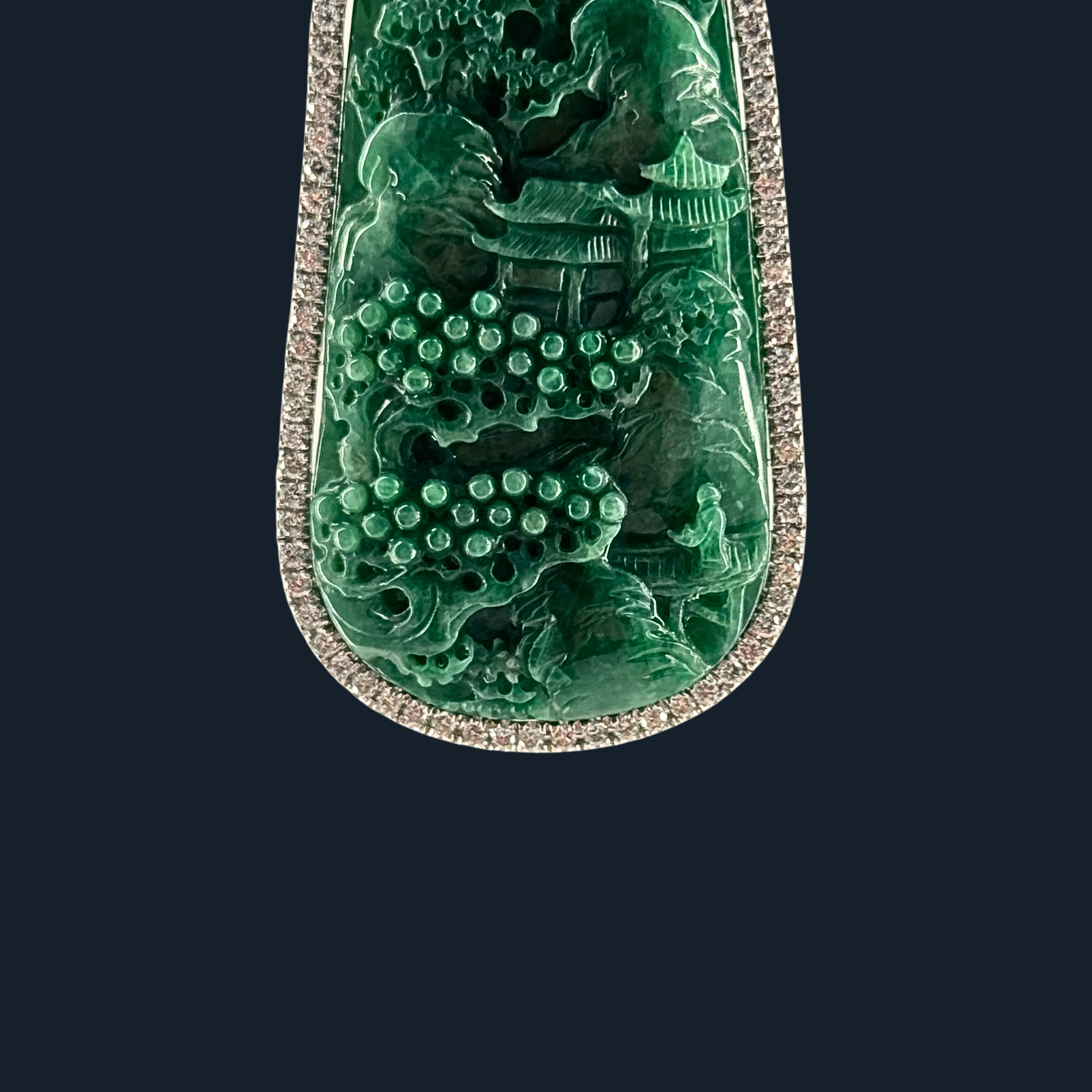 💎 ICED Full Green Jade Scenic Piece Shan Shui