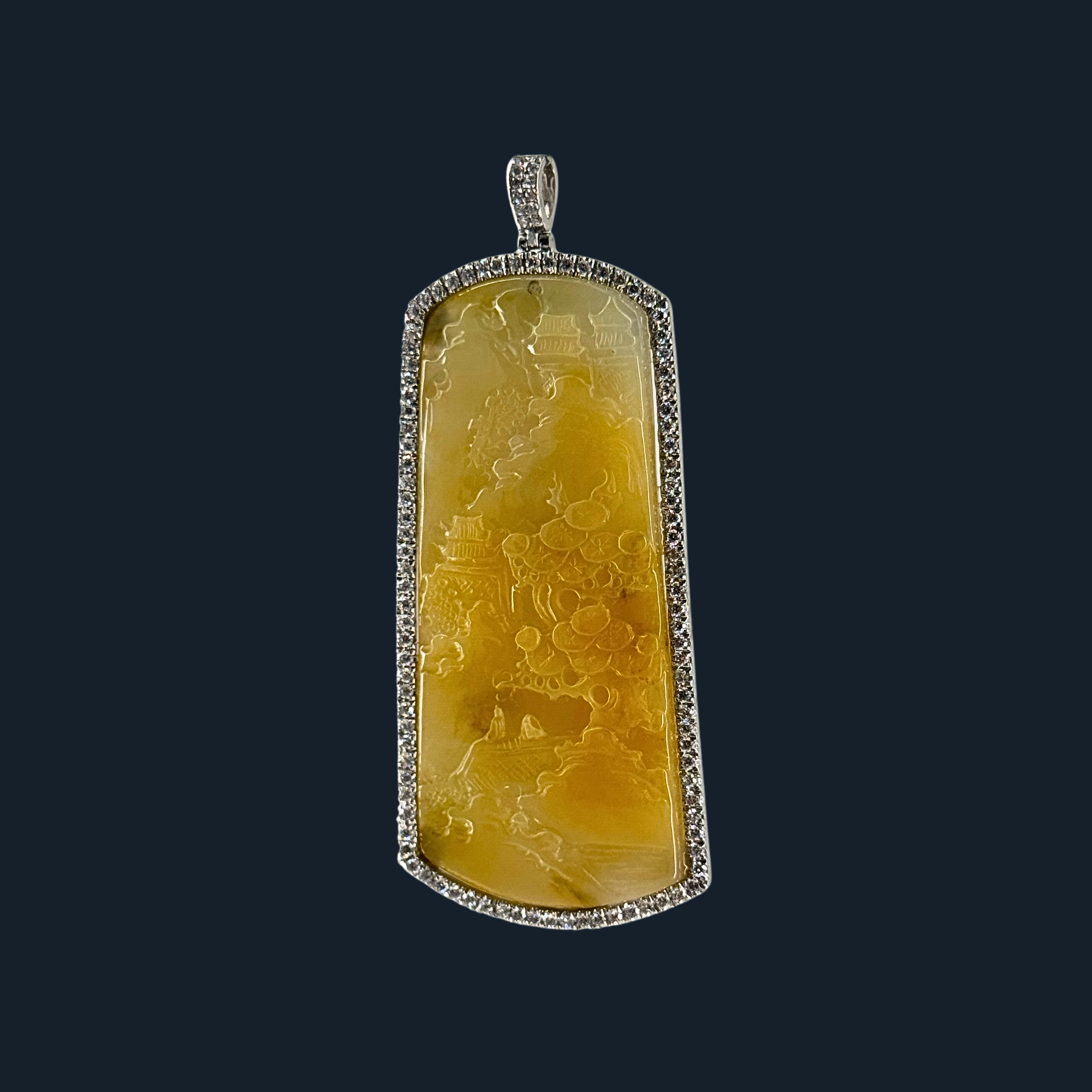 💎 ICED Yellow Jade Scenic Piece Shan Shui