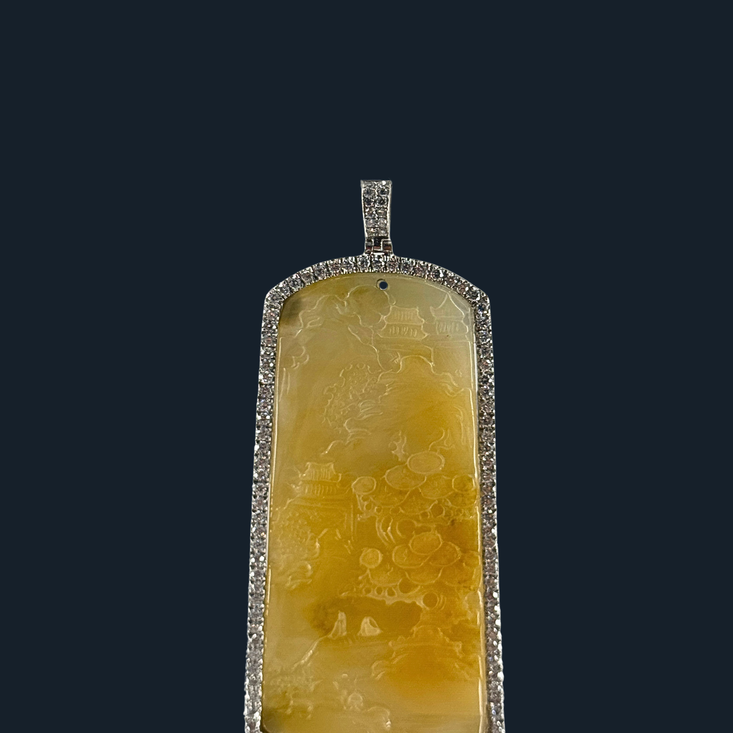 💎 ICED Yellow Jade Scenic Piece Shan Shui
