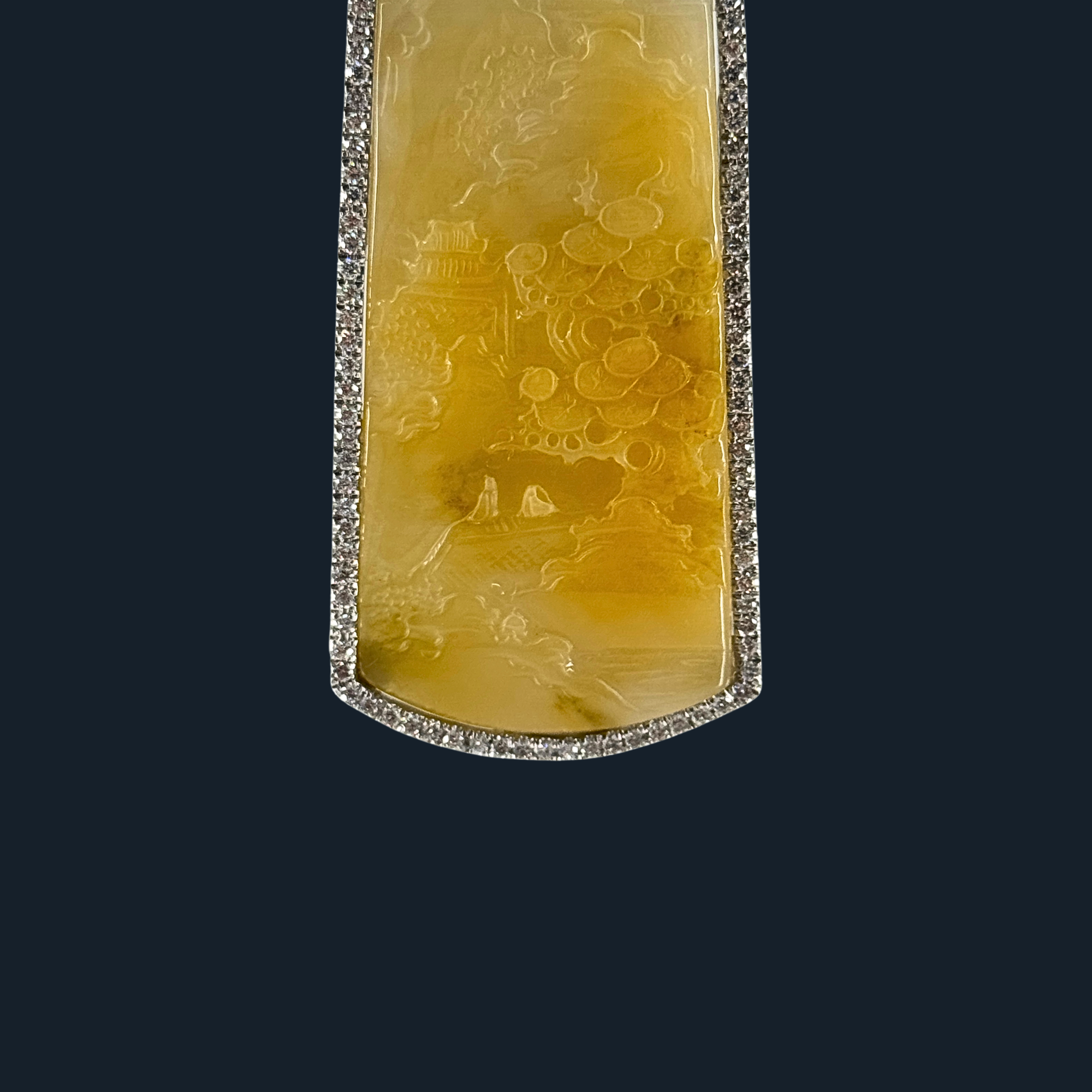 💎 ICED Yellow Jade Scenic Piece Shan Shui