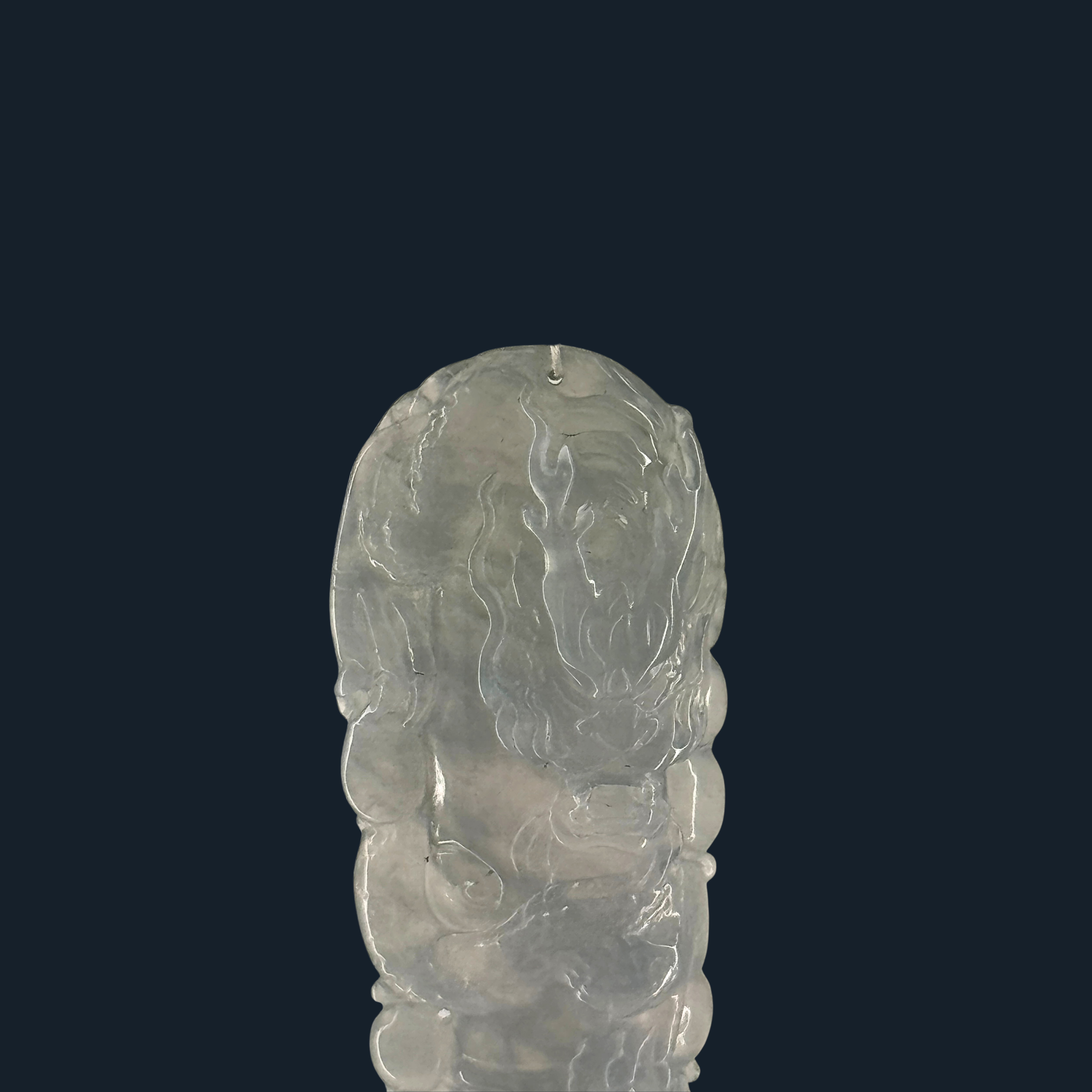 Type A Semi Icy Green Jade Dragon Pendant