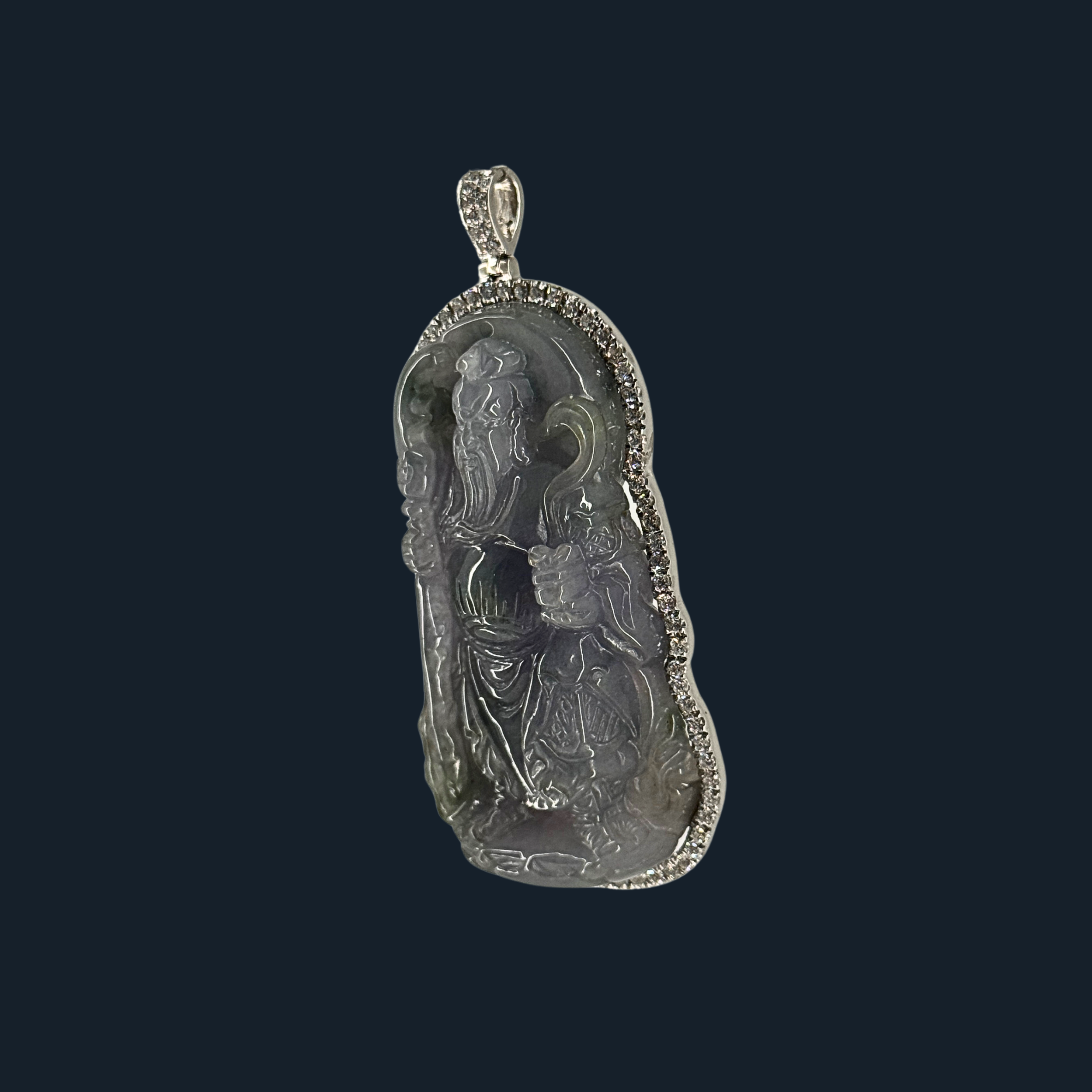 💎 ICED Black Jade Guan Gong Pendant