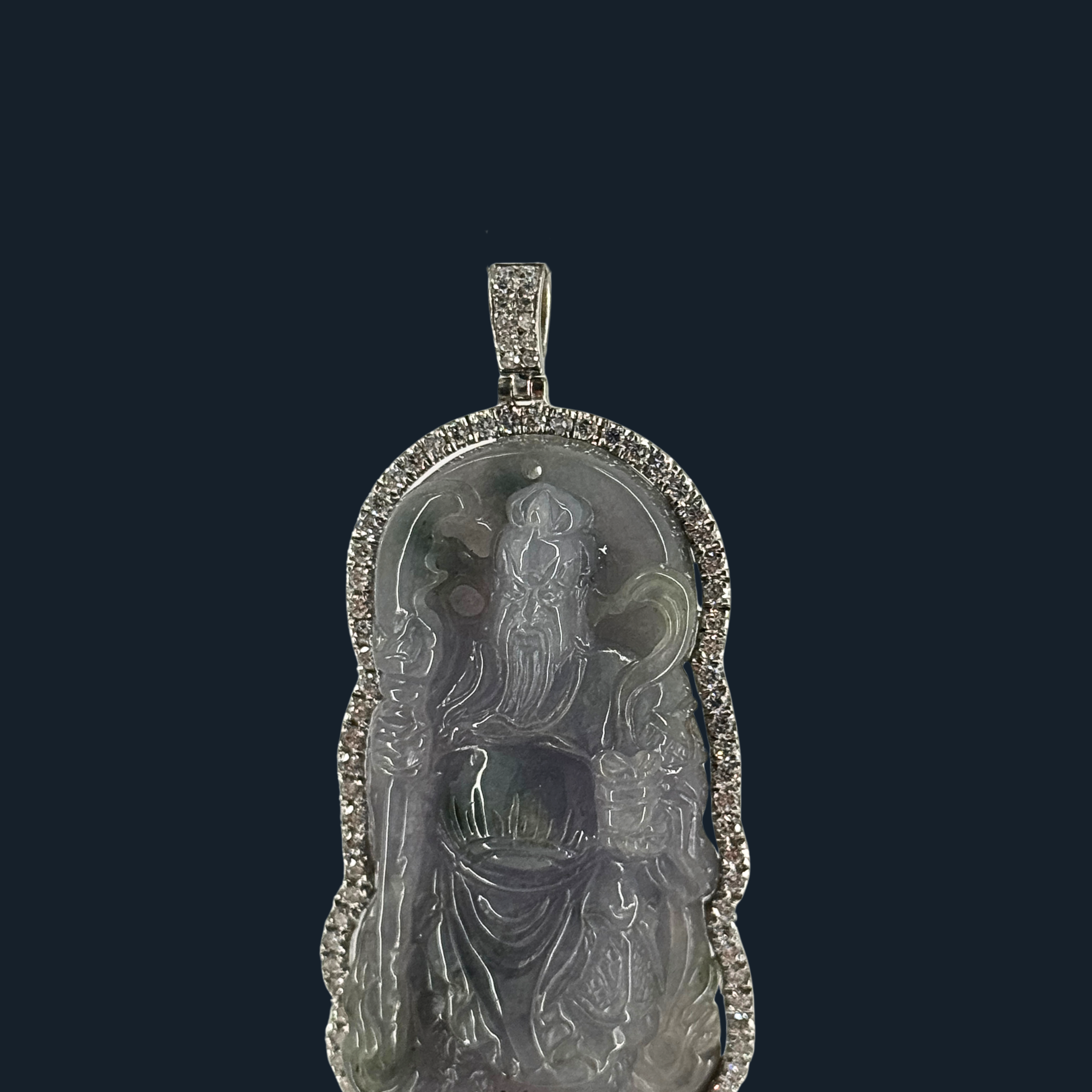 💎 ICED Black Jade Guan Gong Pendant