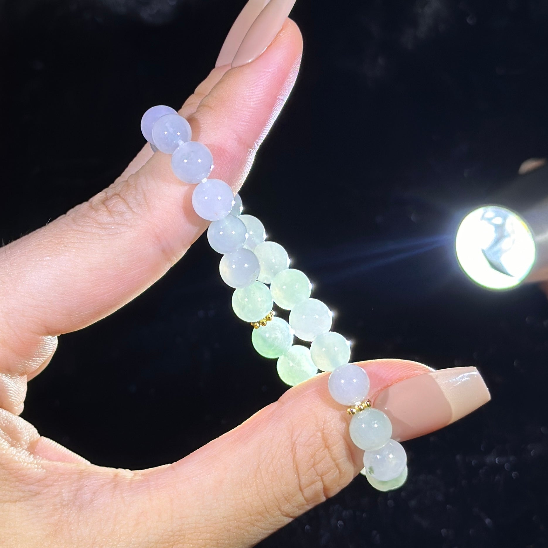 Type A Semi Icy Green Jade Bracelet