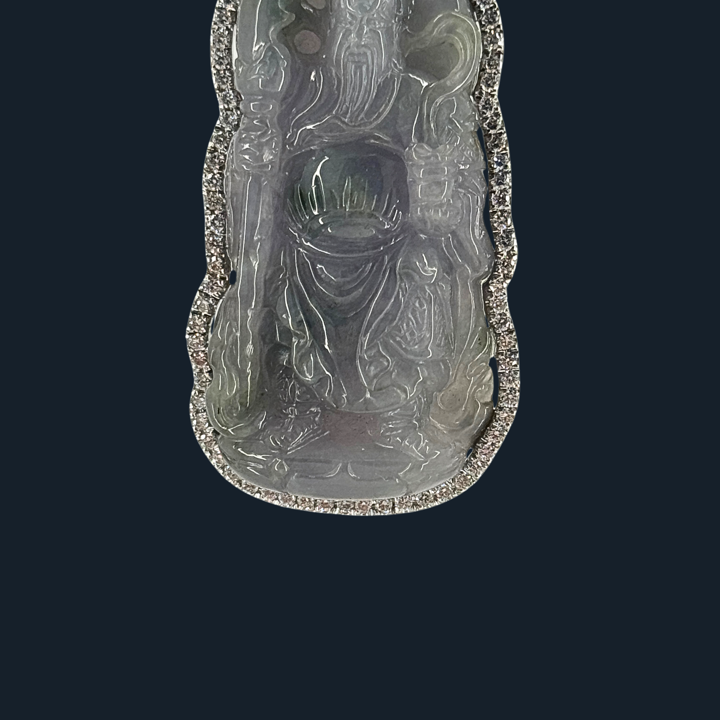 💎 ICED Black Jade Guan Gong Pendant