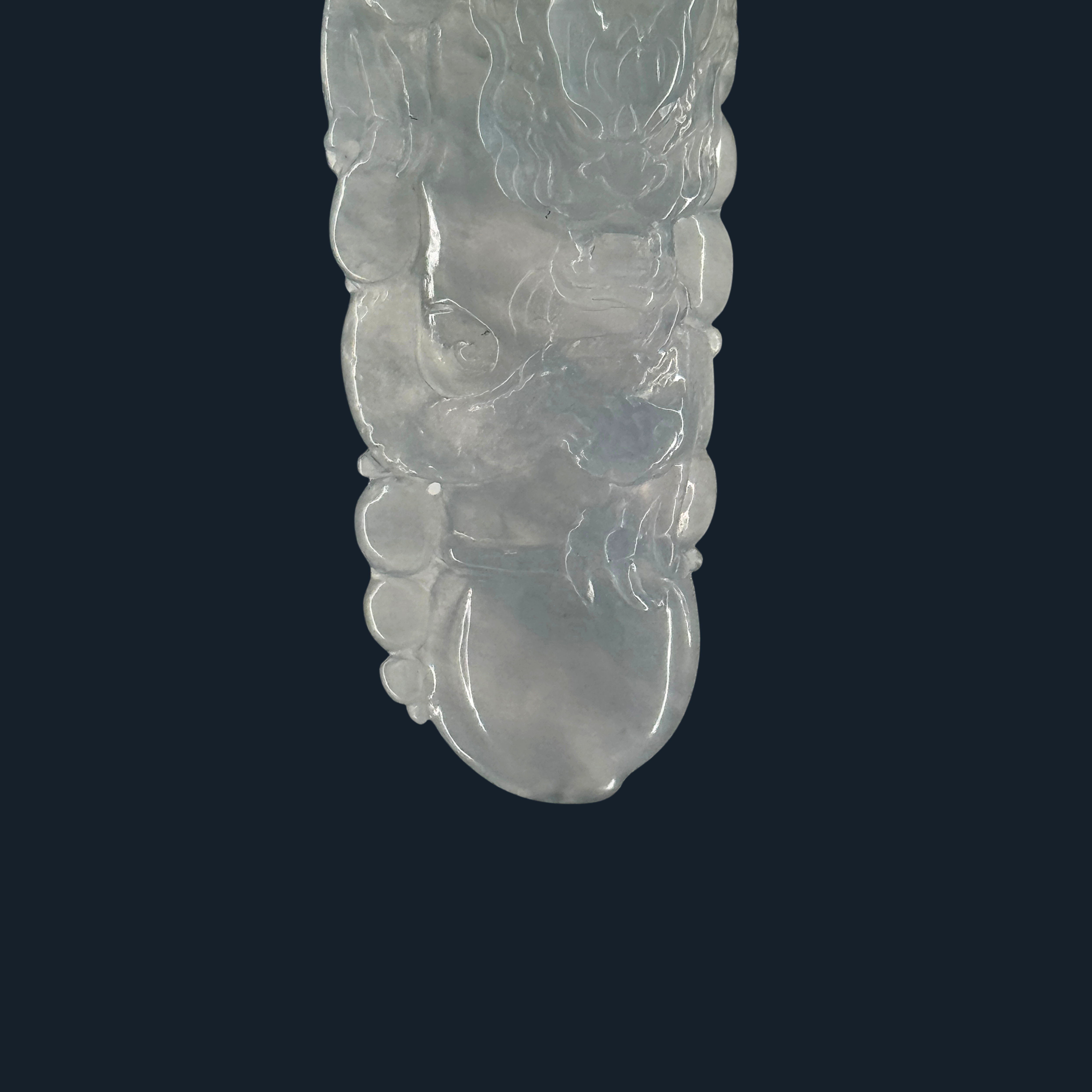 Type A Semi Icy Green Jade Dragon Pendant