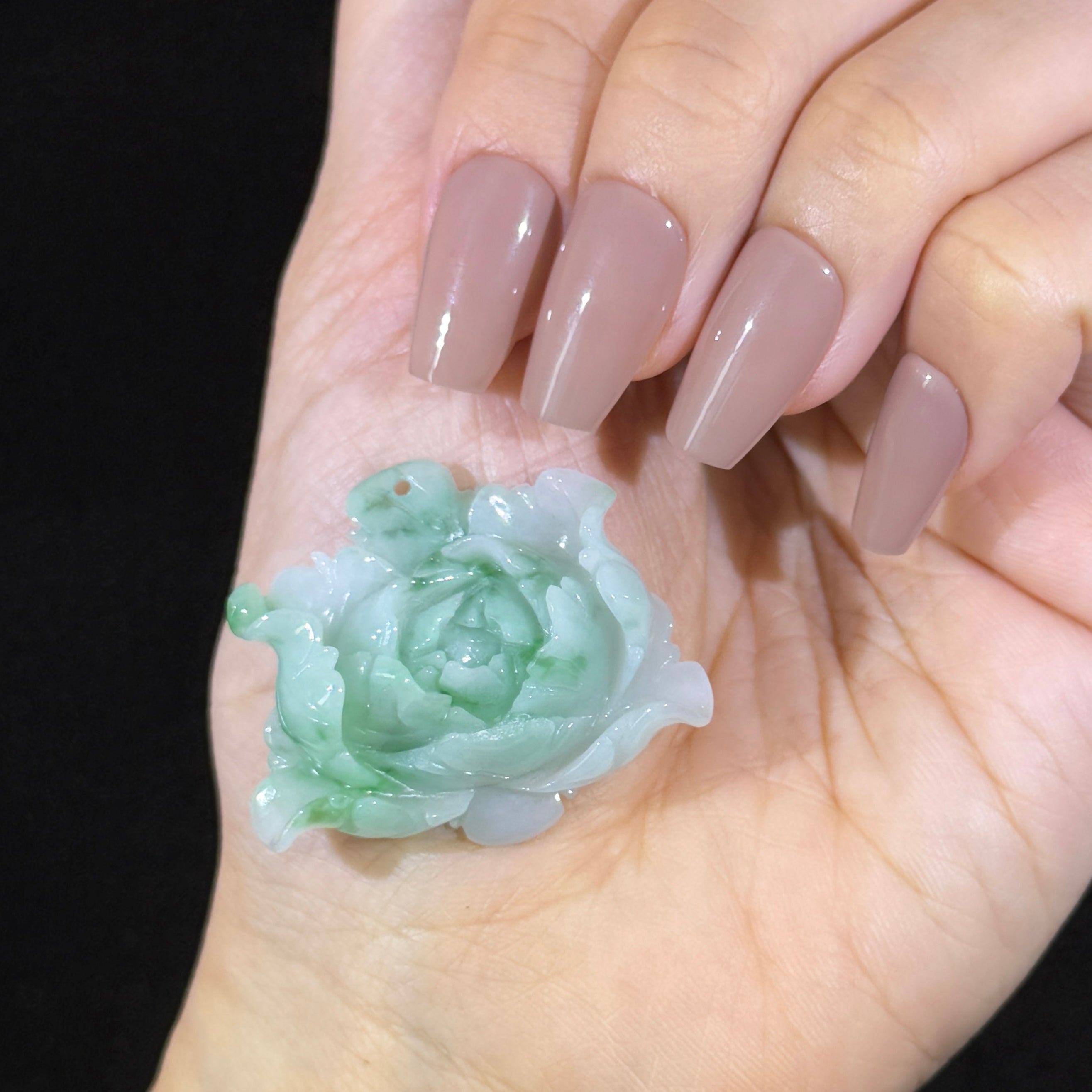 Type A Green Jade Flower Pendant