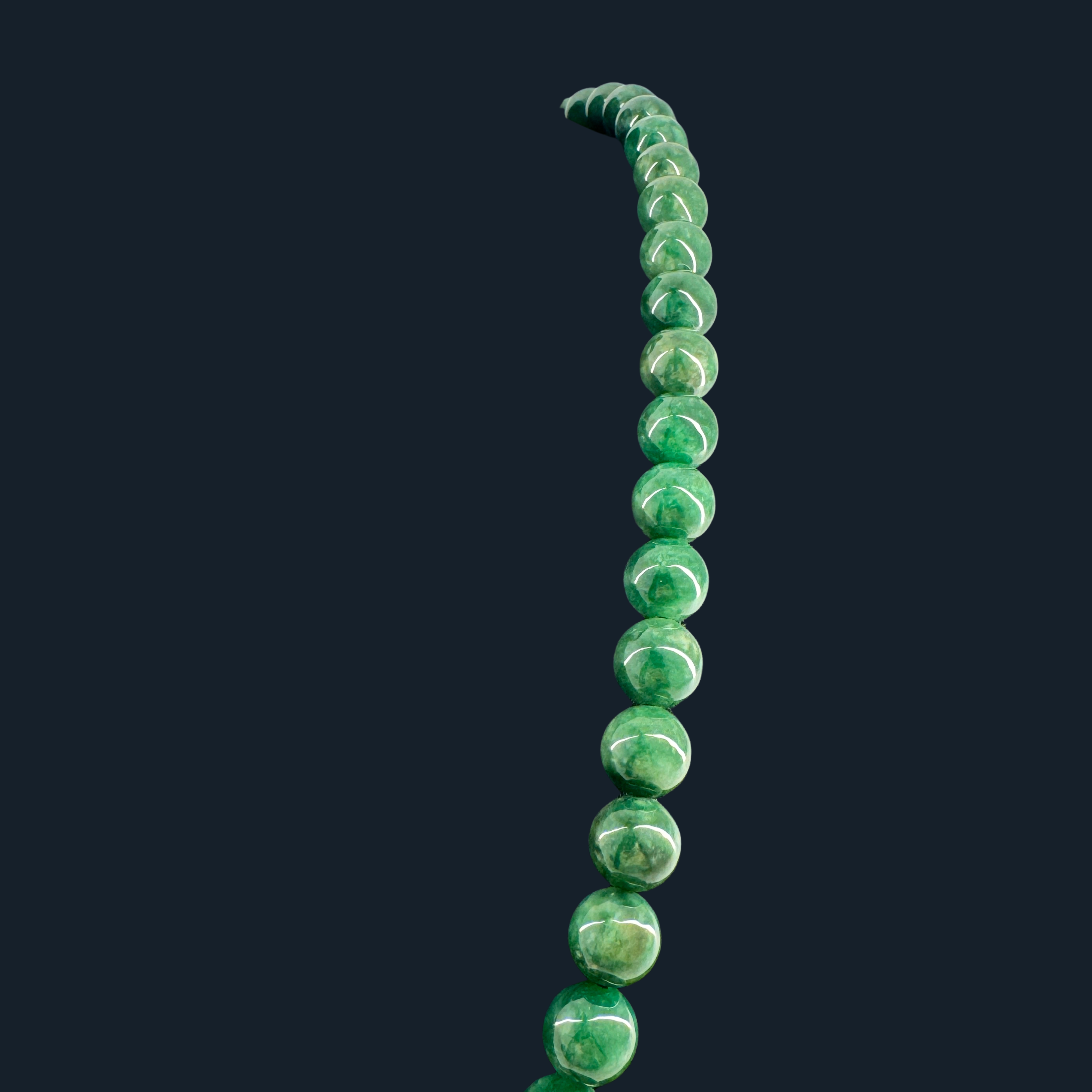 Type A Full Green Jade Beads Necklace NGI Cert