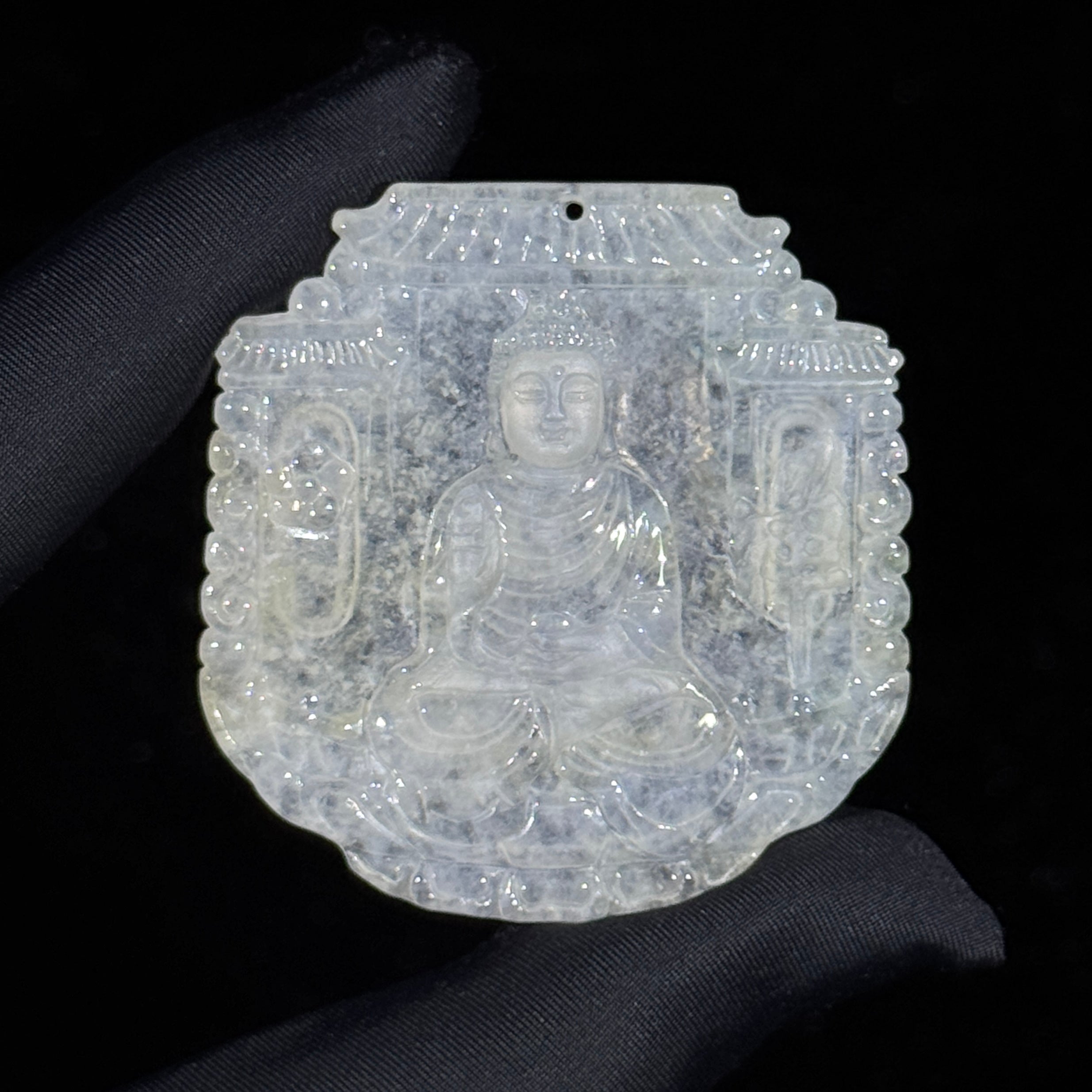 Type A Semi Icy White Jade Amitabha Buddha