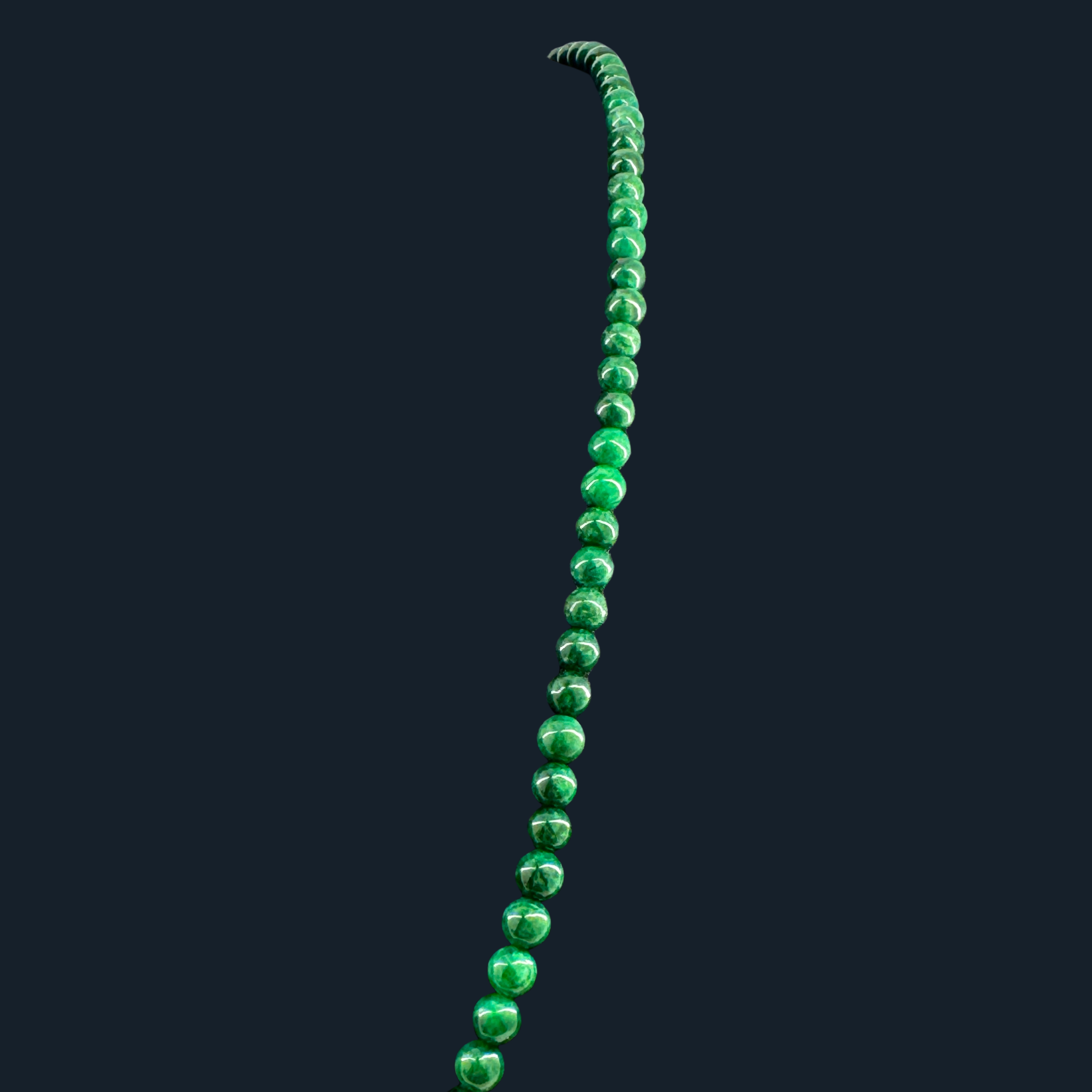 Type A Full Spicy Green Jade Beads Necklace NGI Cert