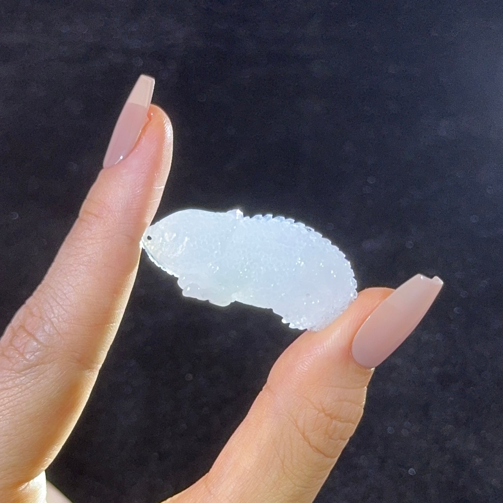 Type A Semi Icy White Jade Chameleon Pendant