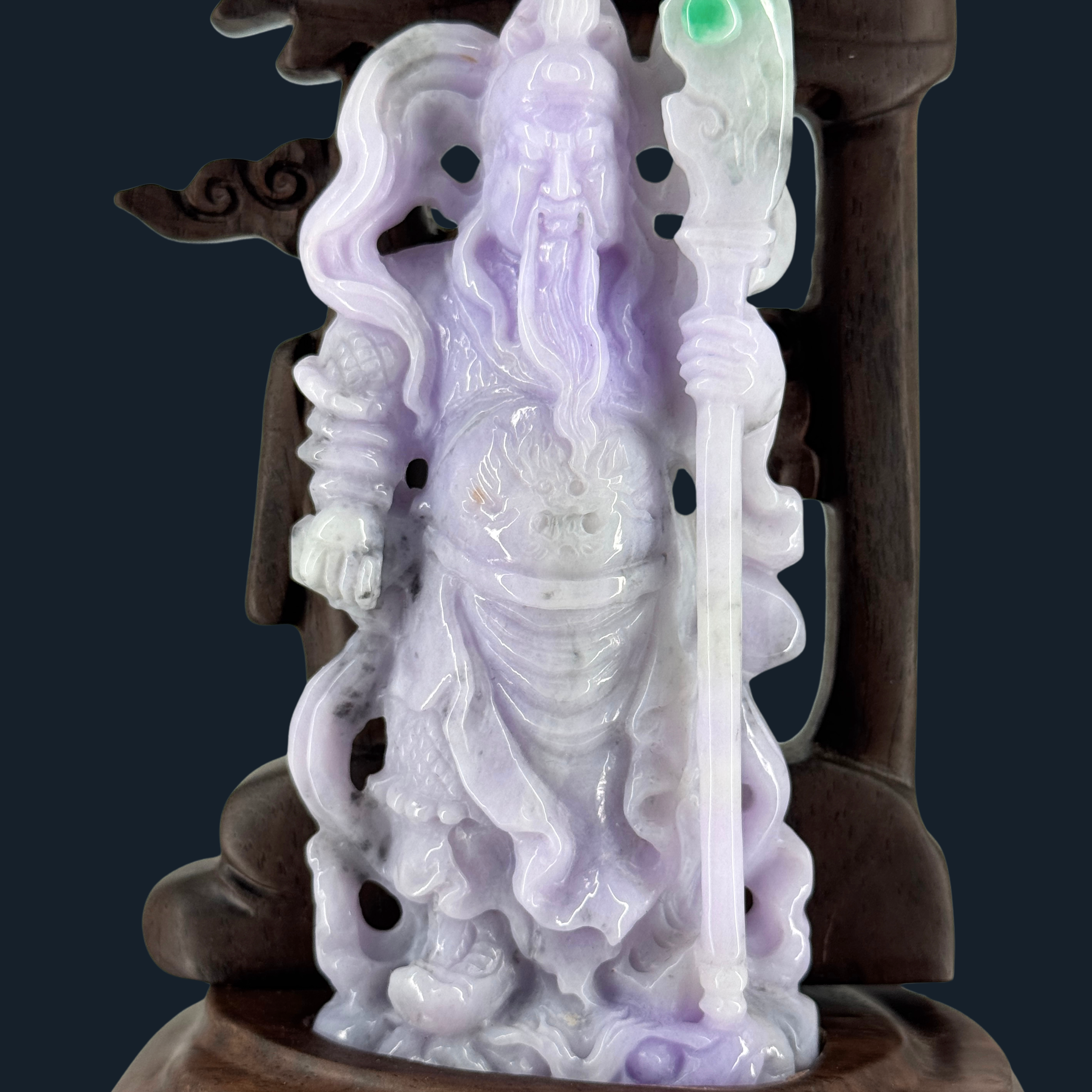 Type A Lavender Jade Guan Gong Display NGI Cert