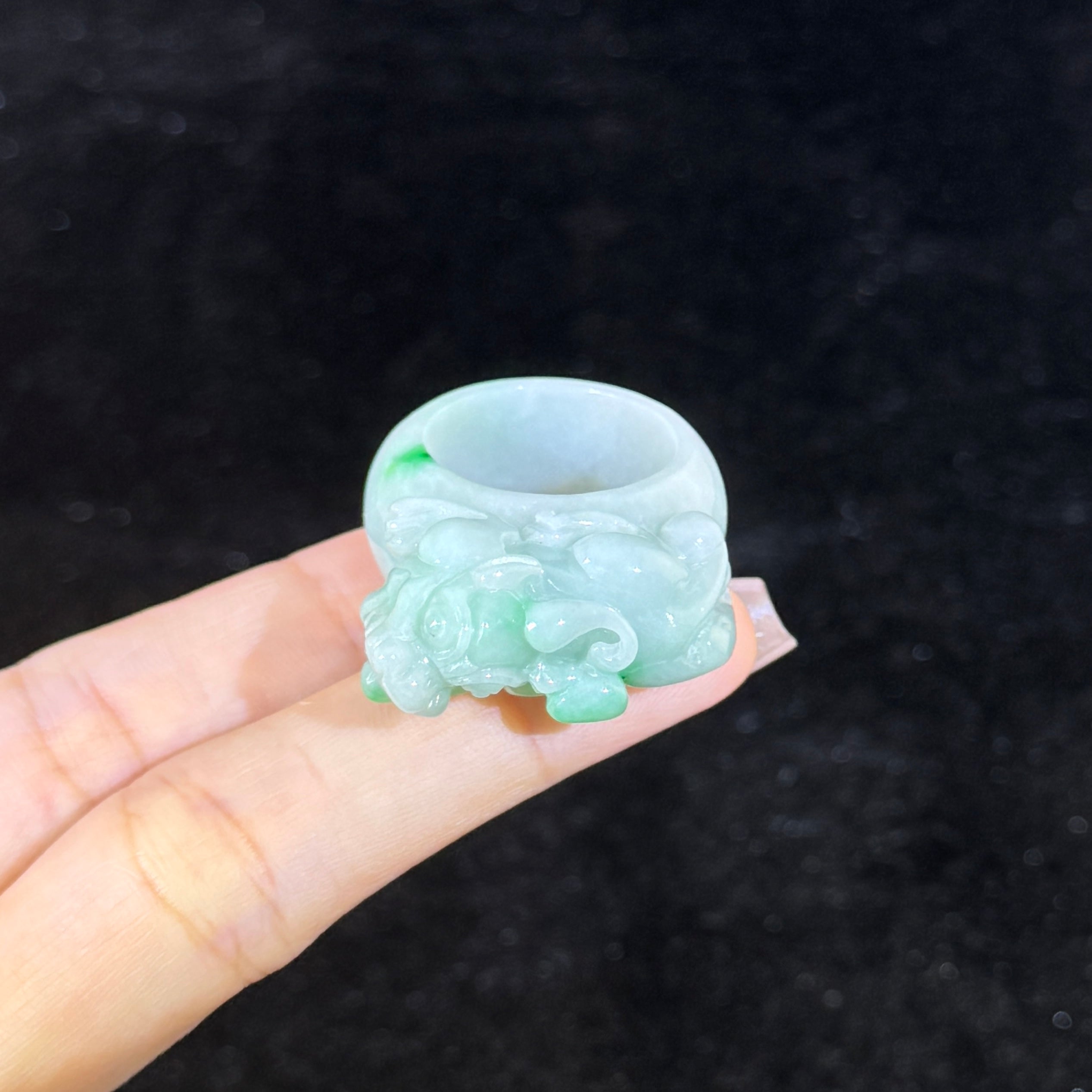Type A Green Jade Pixiu Ring