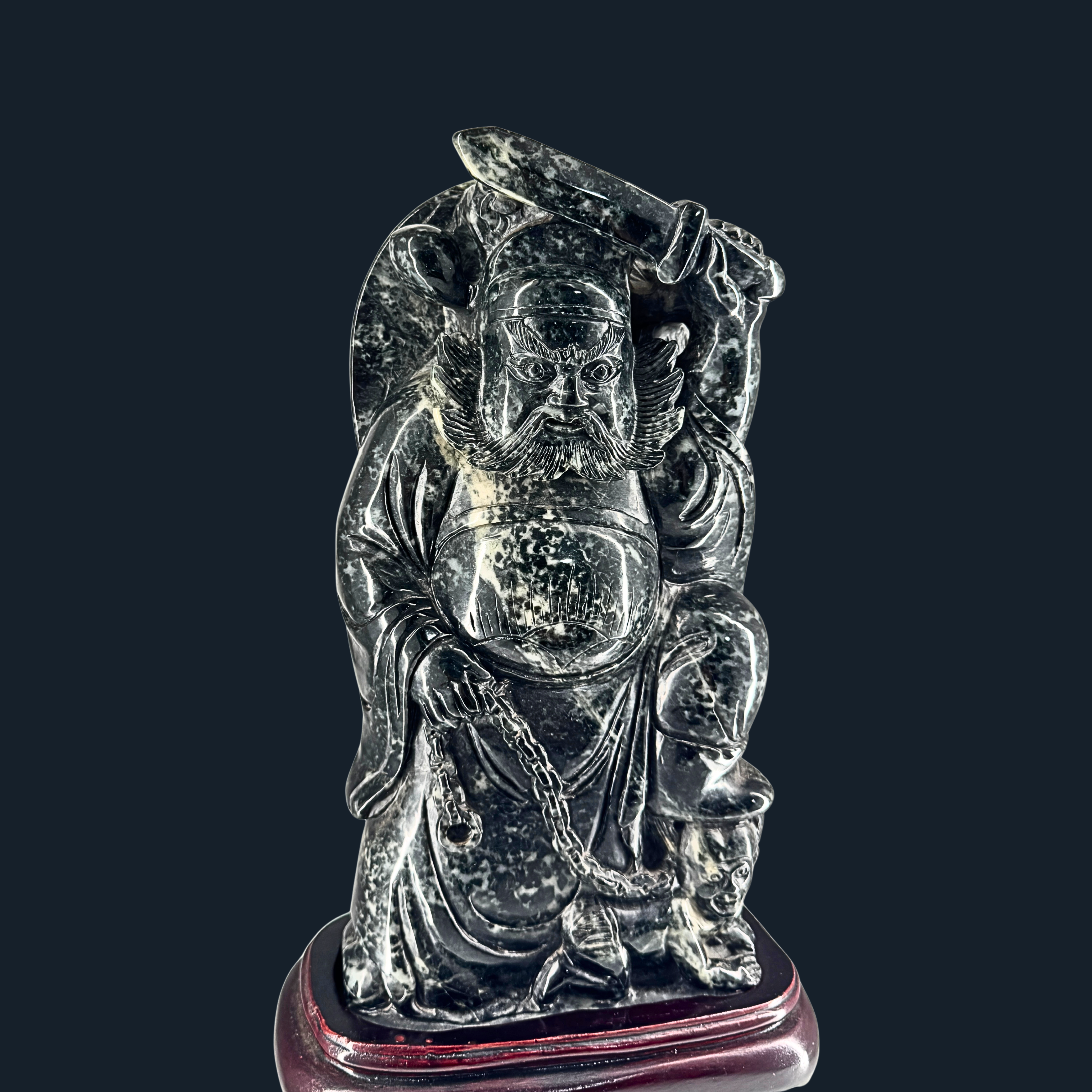 Type A Black Jade Zhong Kui Display