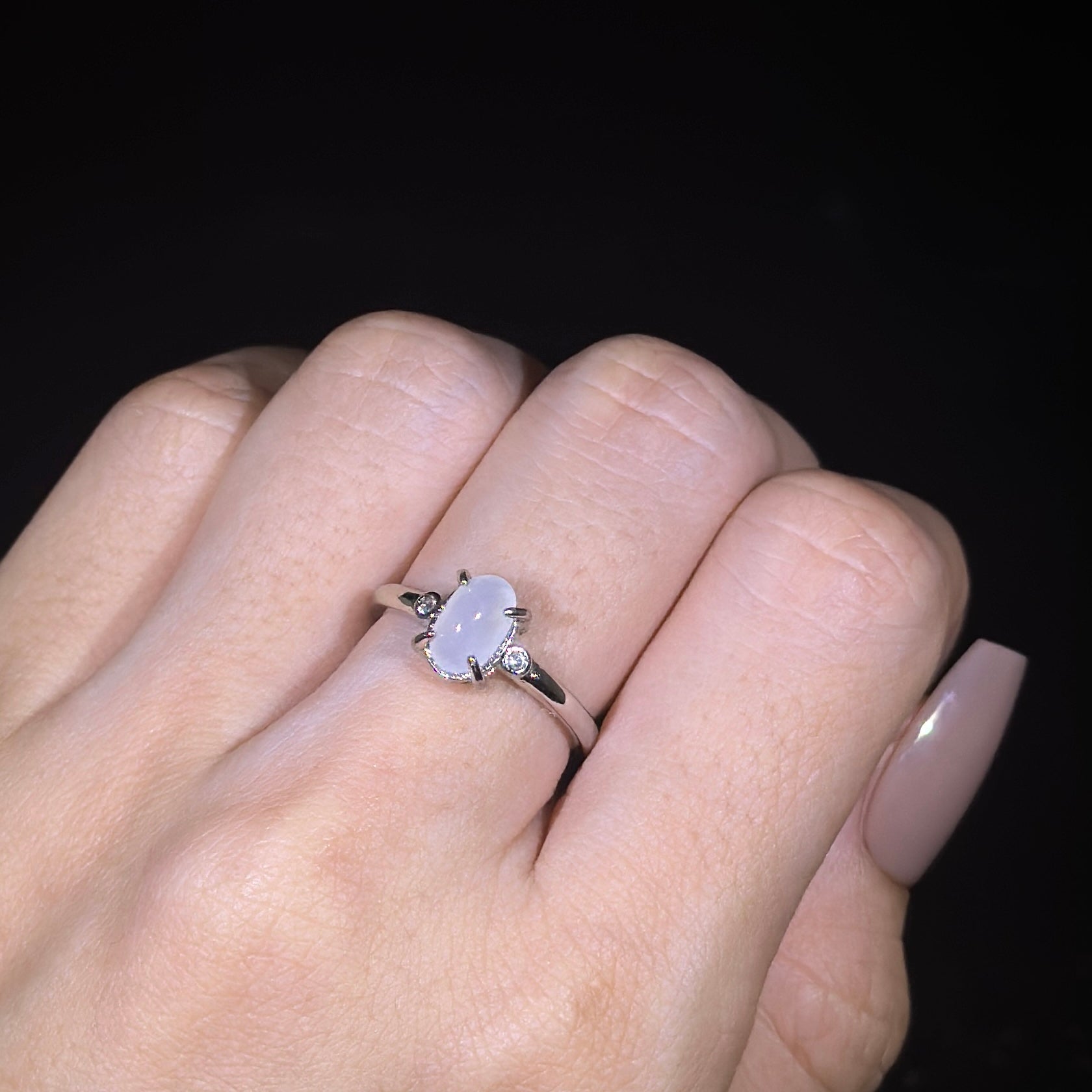 925 Sliver Type A Jade Ring