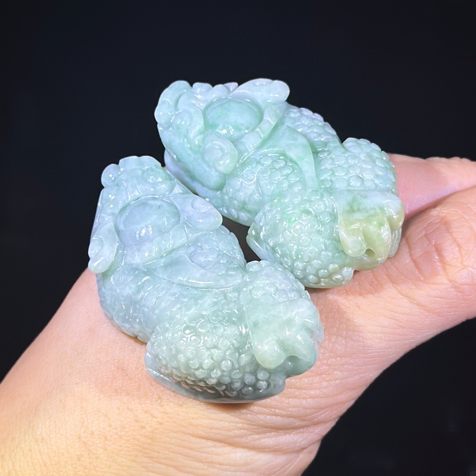 Type A Green Jade Pixiu Pair Display