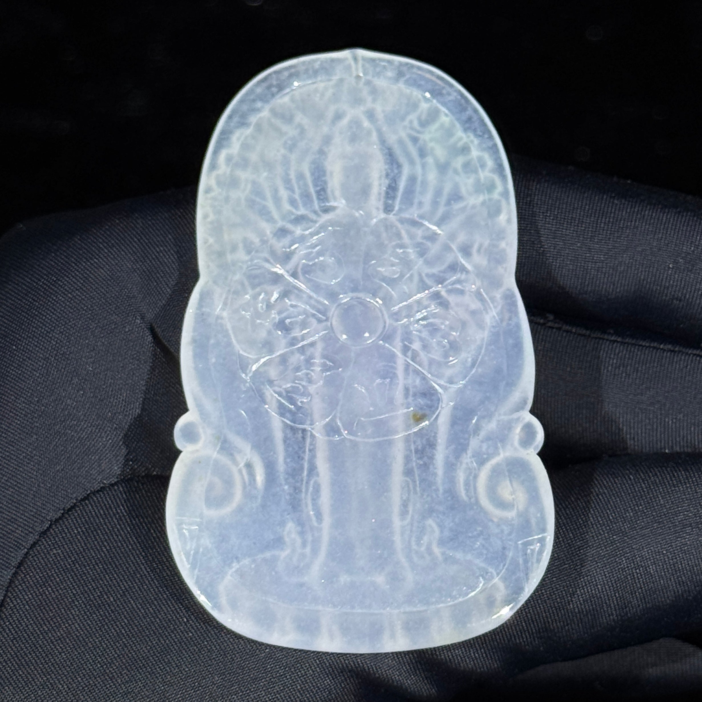Type A Semi Icy White Jade Thousand Hands Guan Yin
