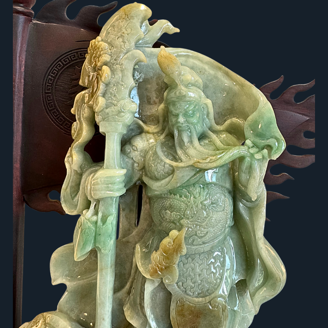 Type A Green Jade Guan Gong Display