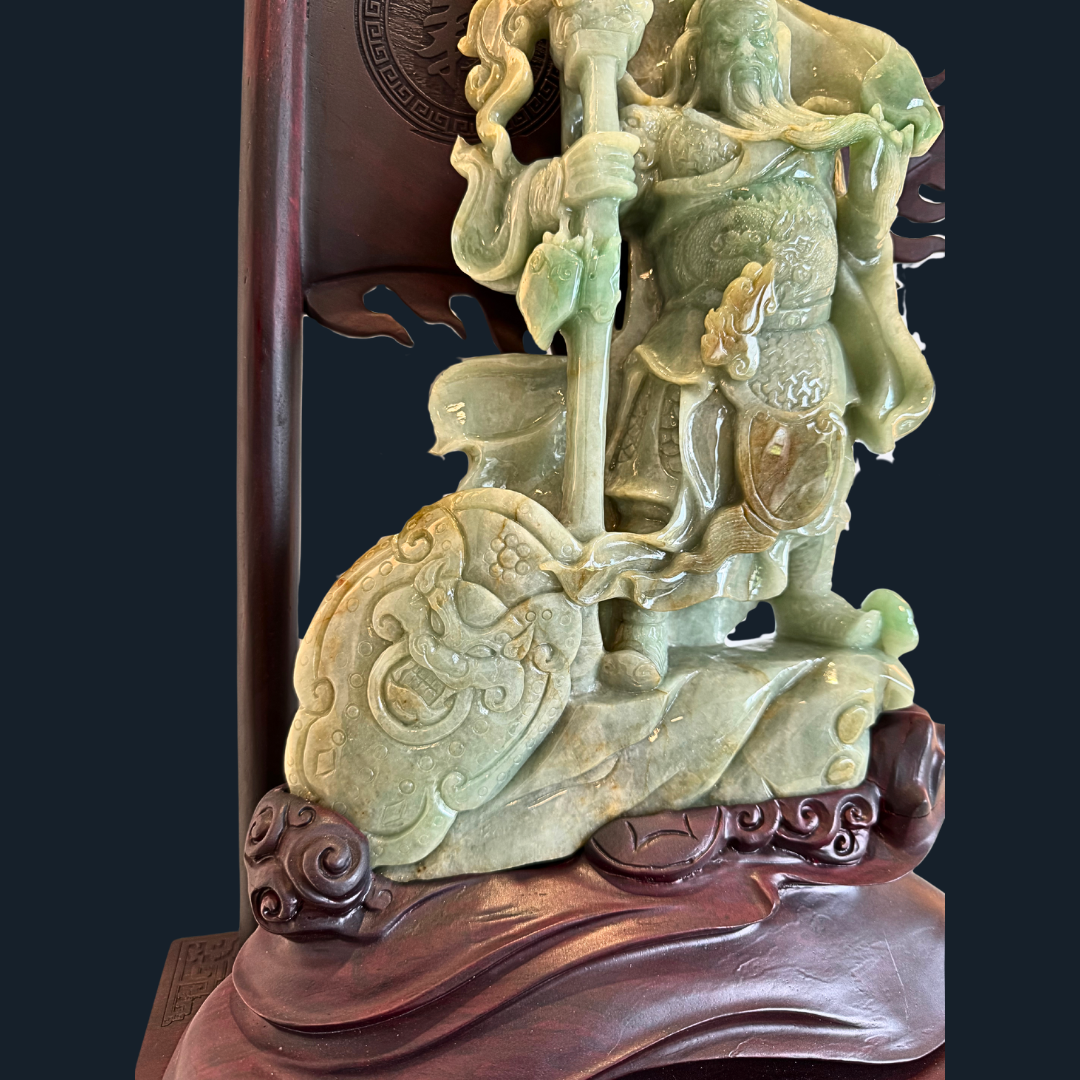 Type A Green Jade Guan Gong Display