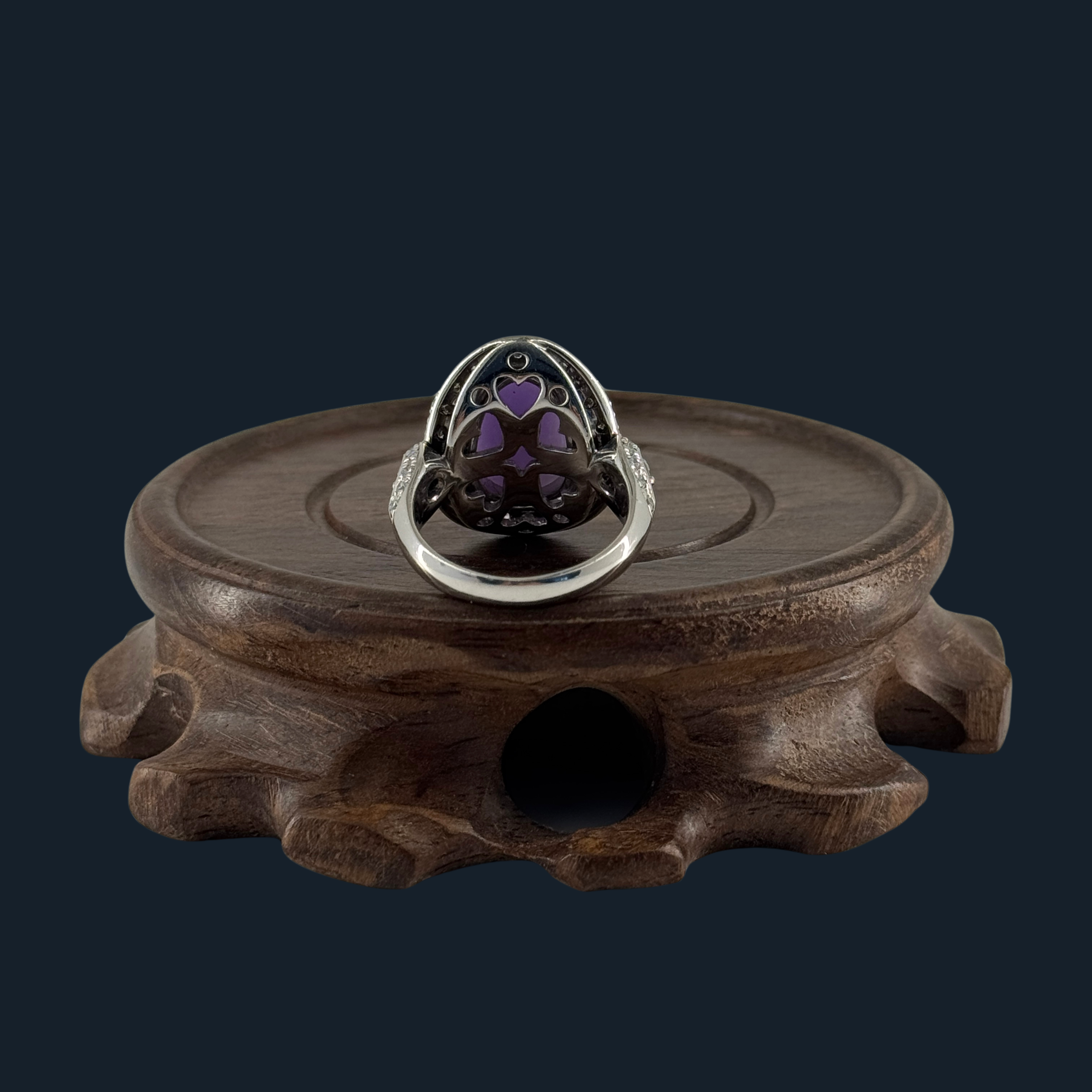Type A Lavender Jade Ring with Natural Diamonds and Platinum Pt900 NGI Cert