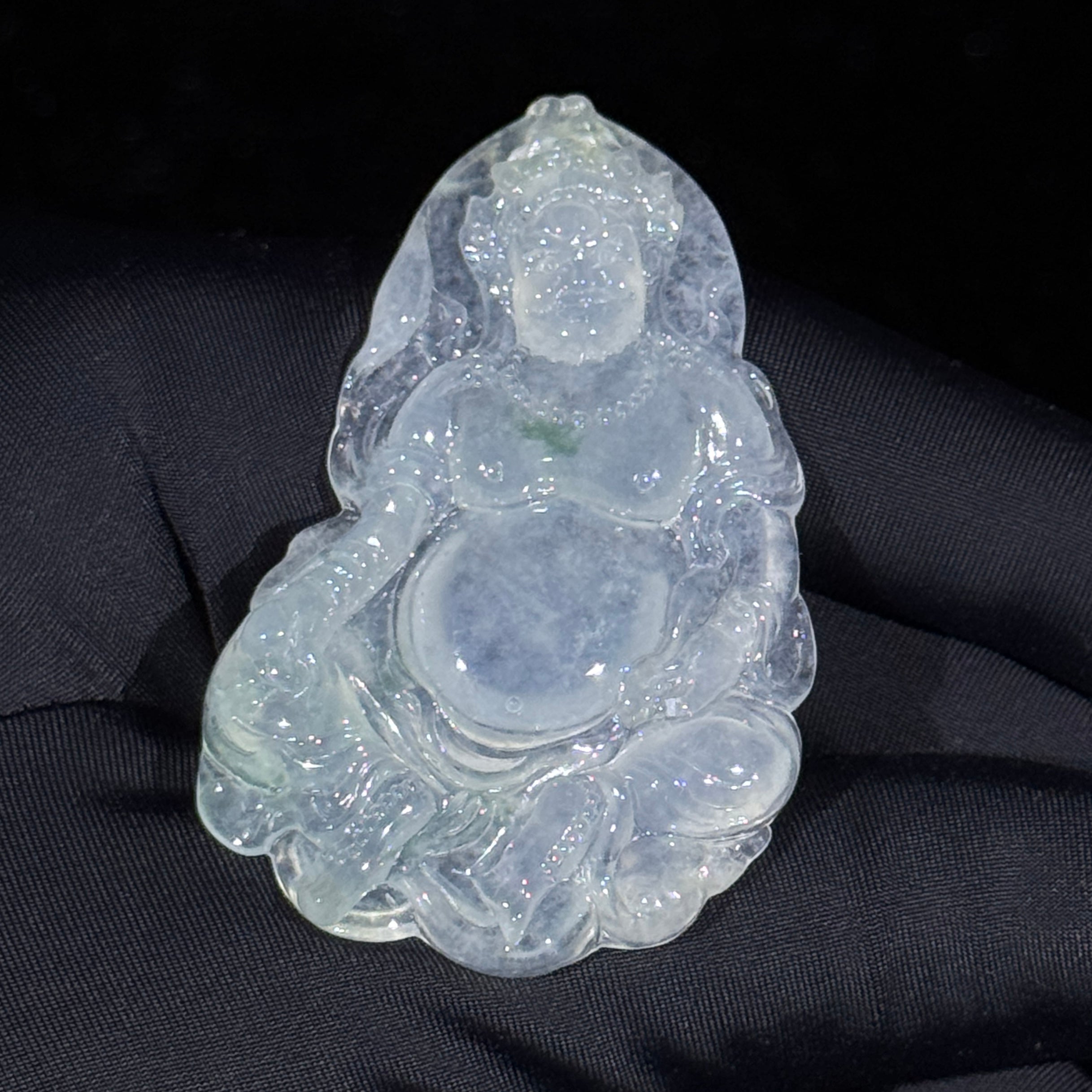 Type A Semi Icy Green Jade Jambhala